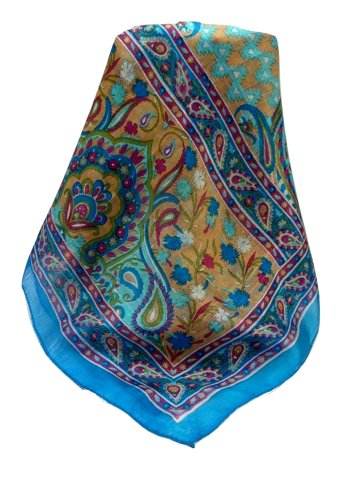 Tradizionale Sciarpa Longa di Seta Alka Aqua di Pashmina & Silk