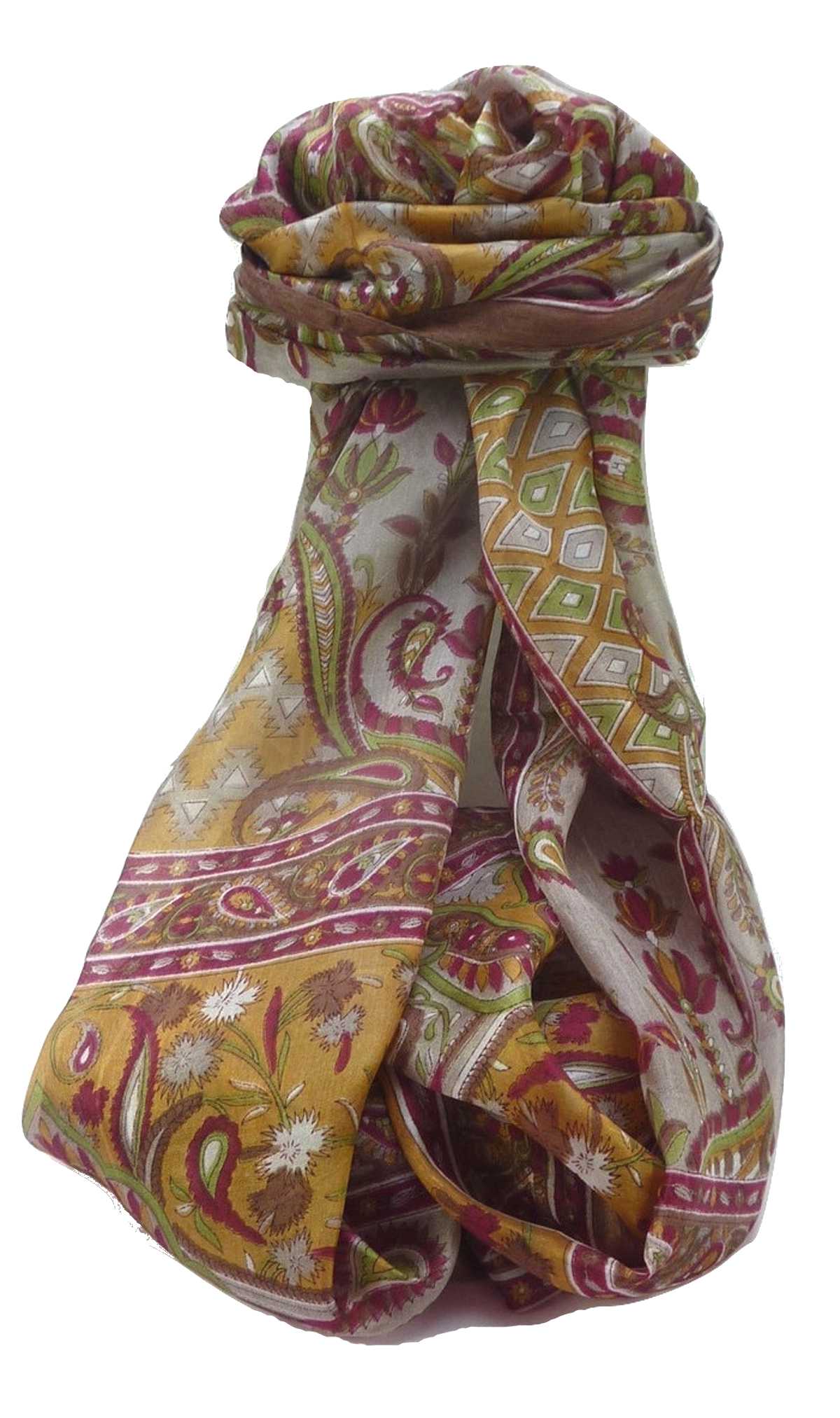 Tradizionale Sciarpa Longa di Seta Alka Chestnut di Pashmina & Silk