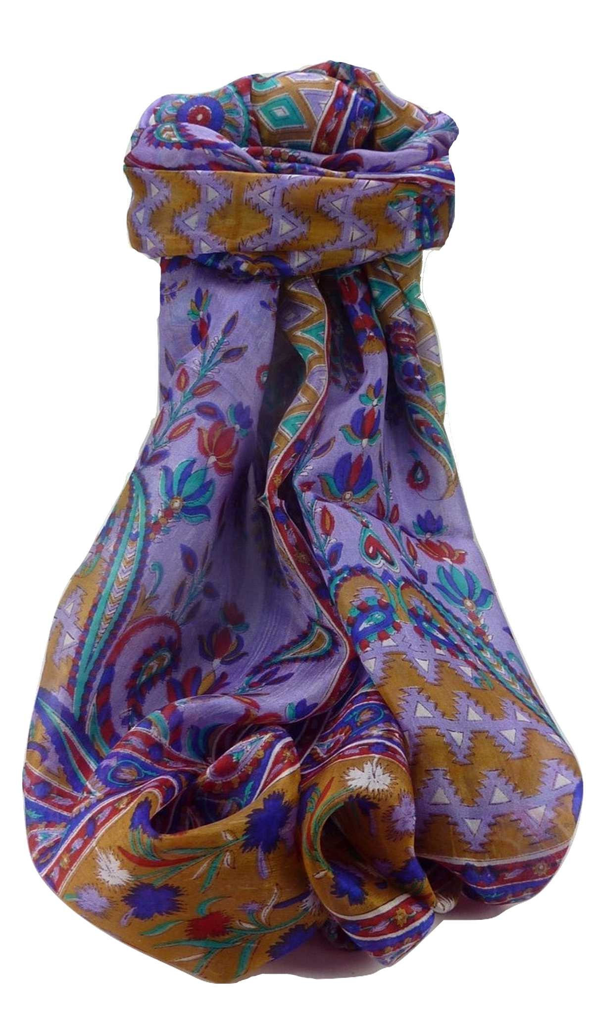 Tradizionale Sciarpa Longa di Seta Alka Indigo di Pashmina & Silk