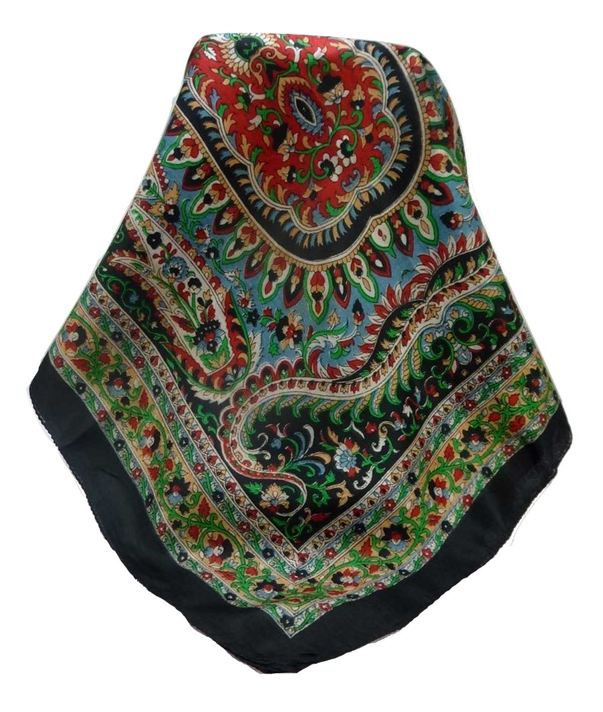 Mulberry Silk Traditional Long Scarf Amrindar Black by Pashmina & Silk