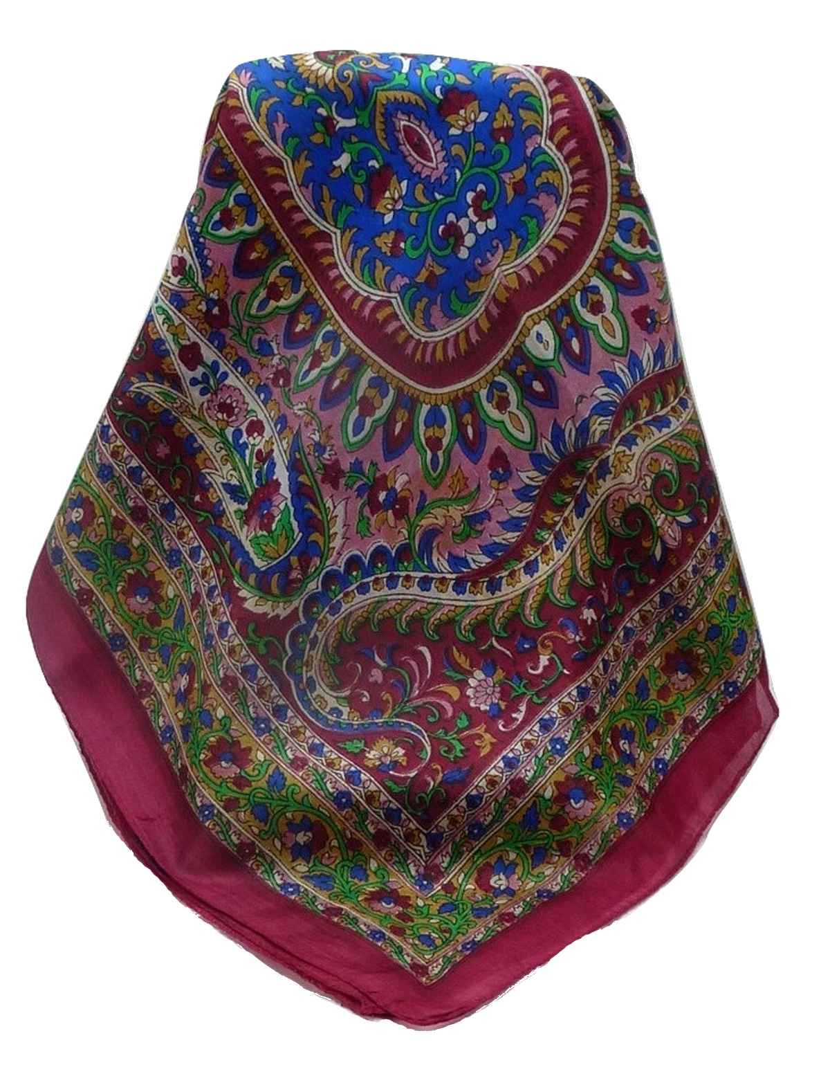 Tradizionale Sciarpa Longa di Seta Amrindar Wine di Pashmina & Silk