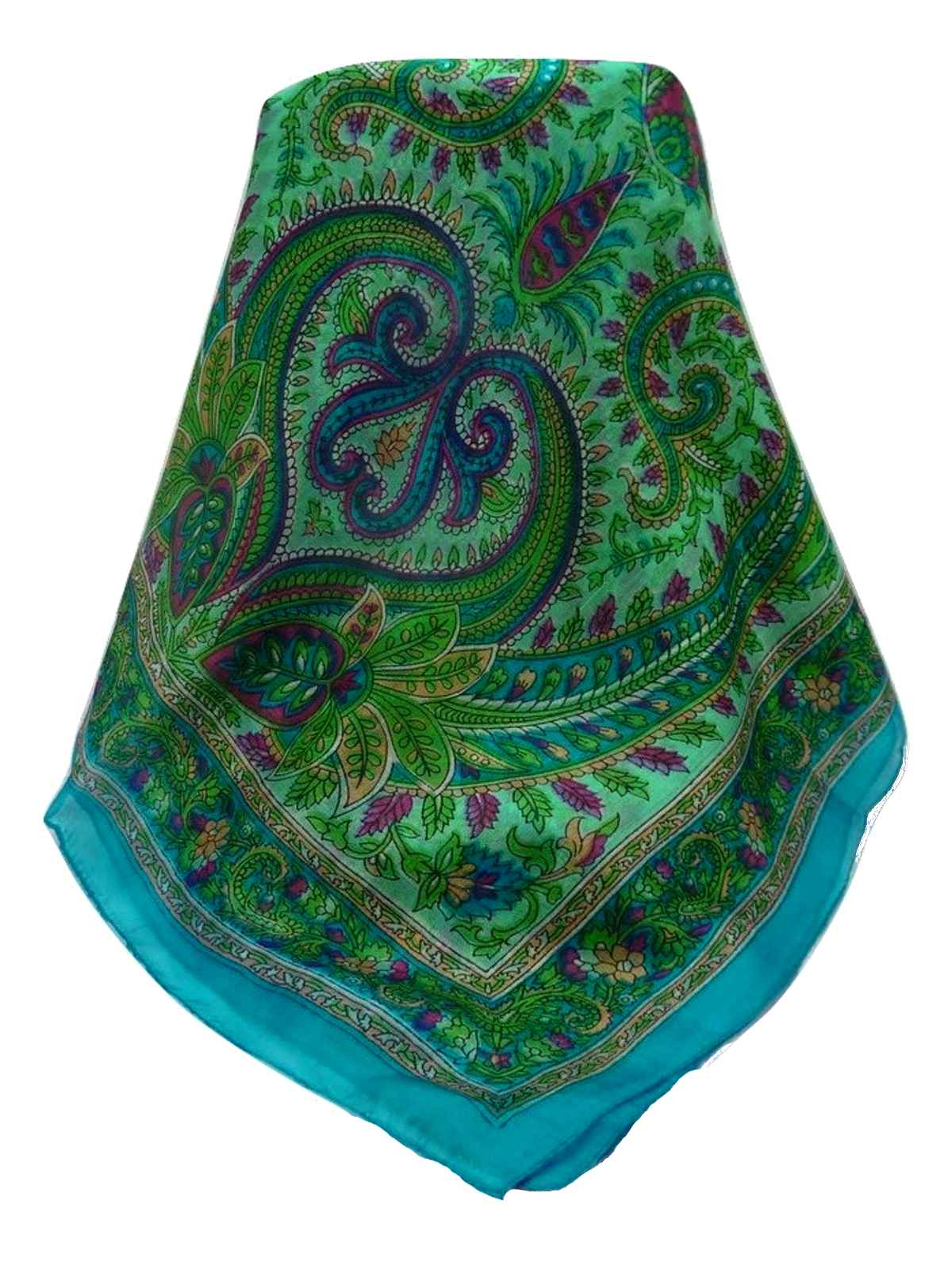 Mulberry Silk Traditional Long Scarf Dasari Aqua by Pashmina & Silk