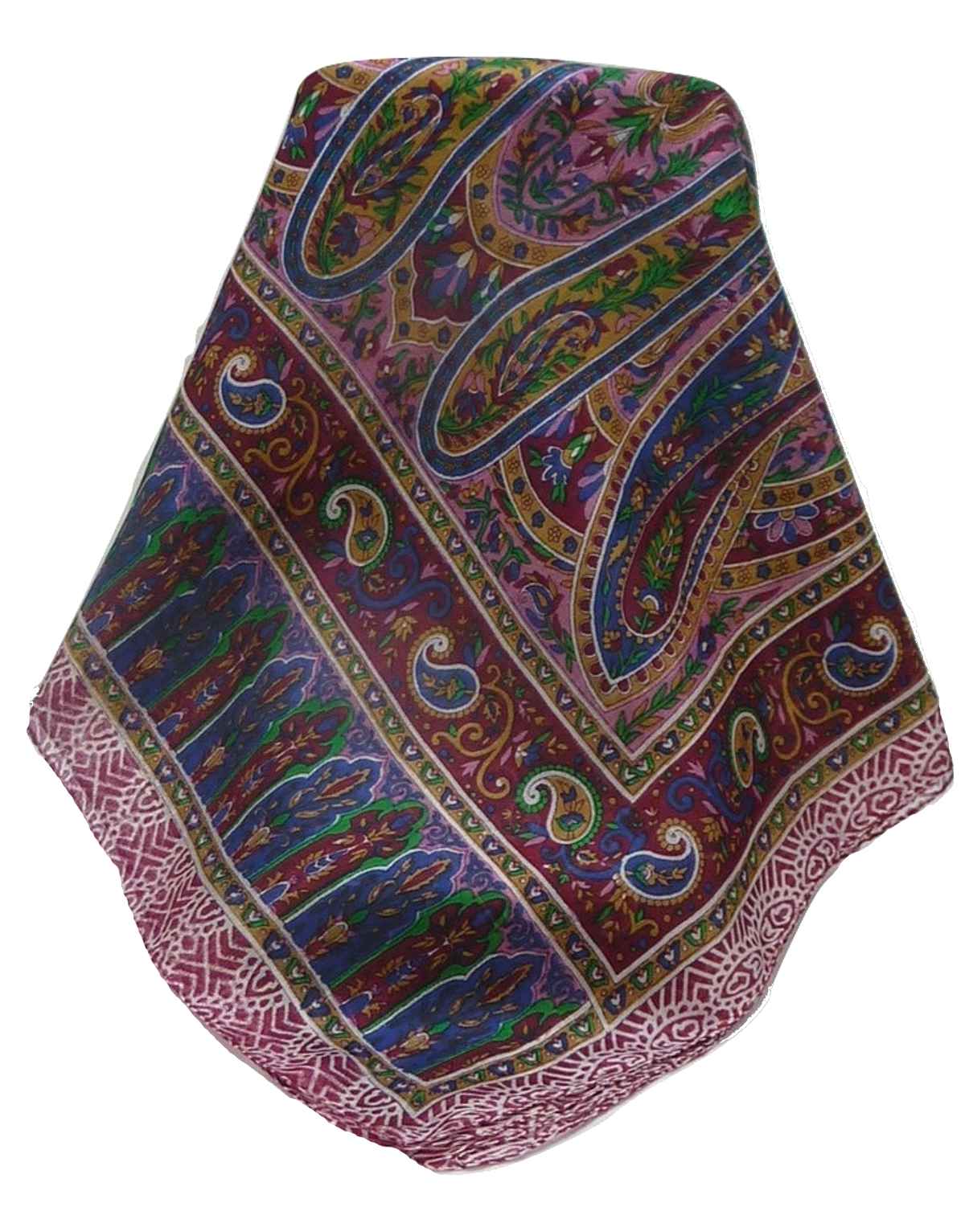 Tradizionale Sciarpa Longa di Seta Kaliash Wine di Pashmina & Silk