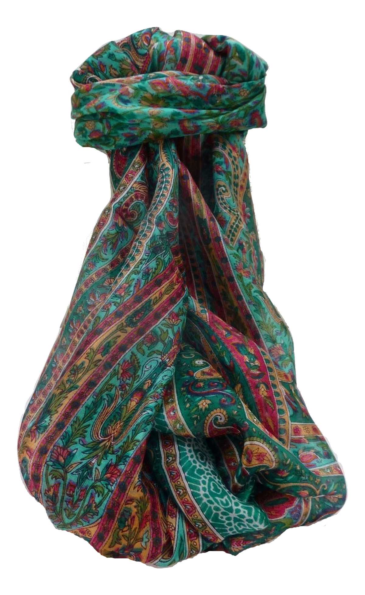 Tradizionale Sciarpa Longa di Seta Kaliash Teal di Pashmina & Silk