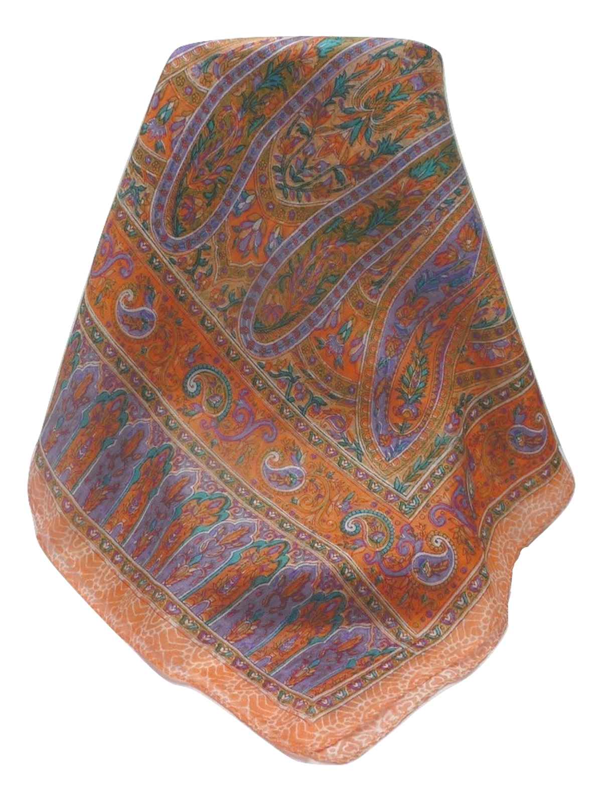 Tradizionale Sciarpa Longa di Seta Kaliash Nectarine di Pashmina & Silk