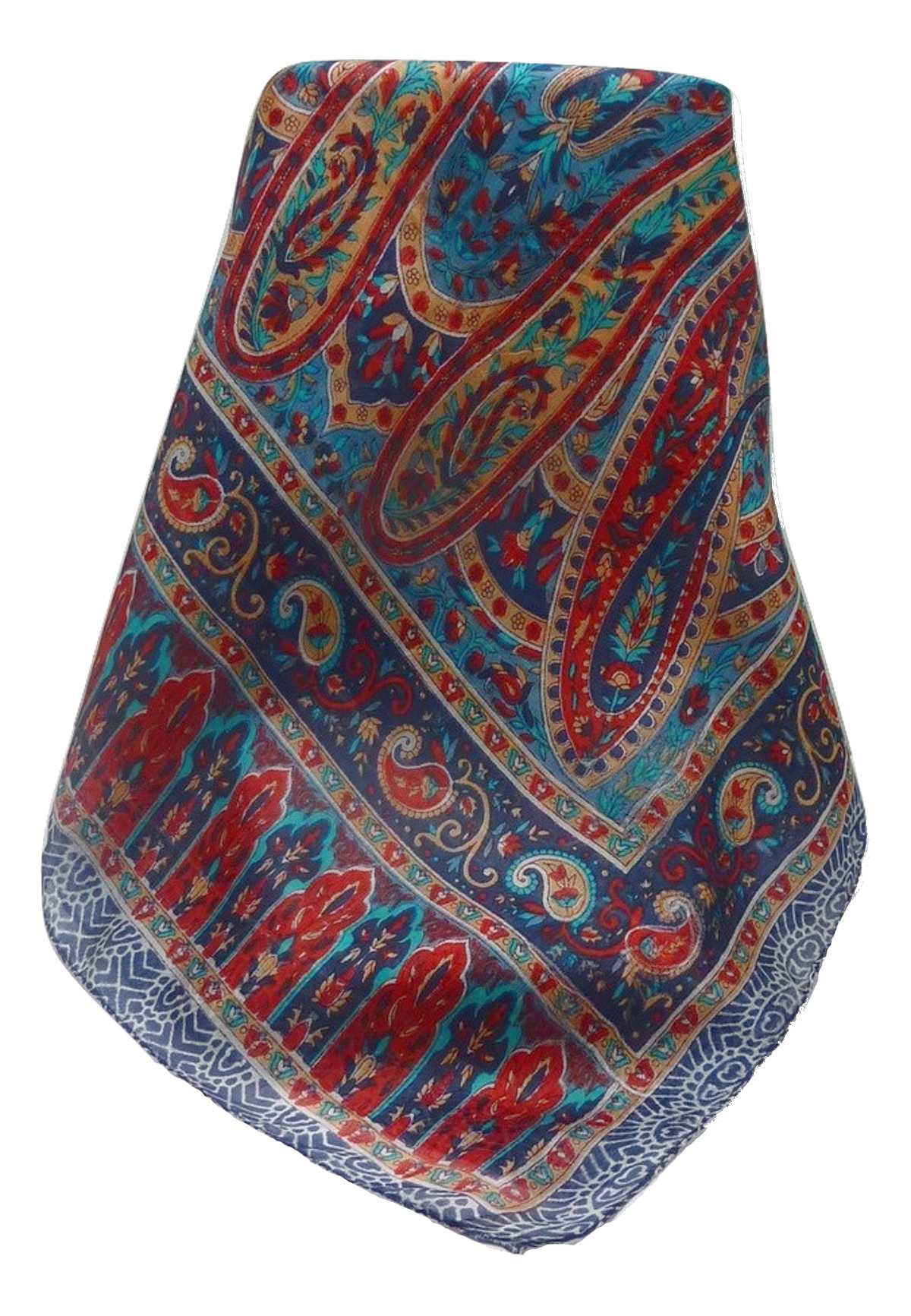 Tradizionale Sciarpa Longa di Seta Kaliash Navy di Pashmina & Silk