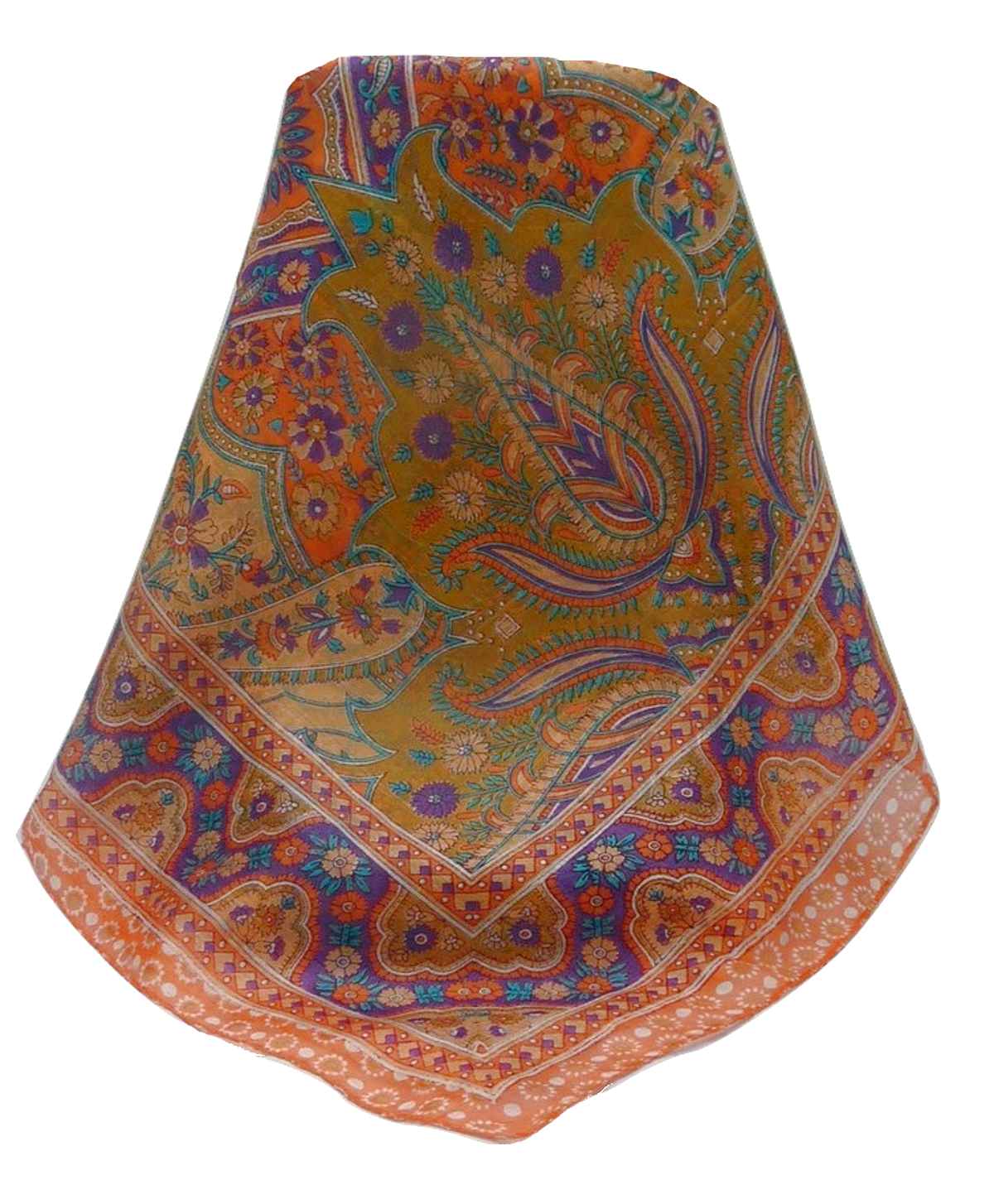 Foulard Traditional Soie de Mûrier Kalyan Tangerine 