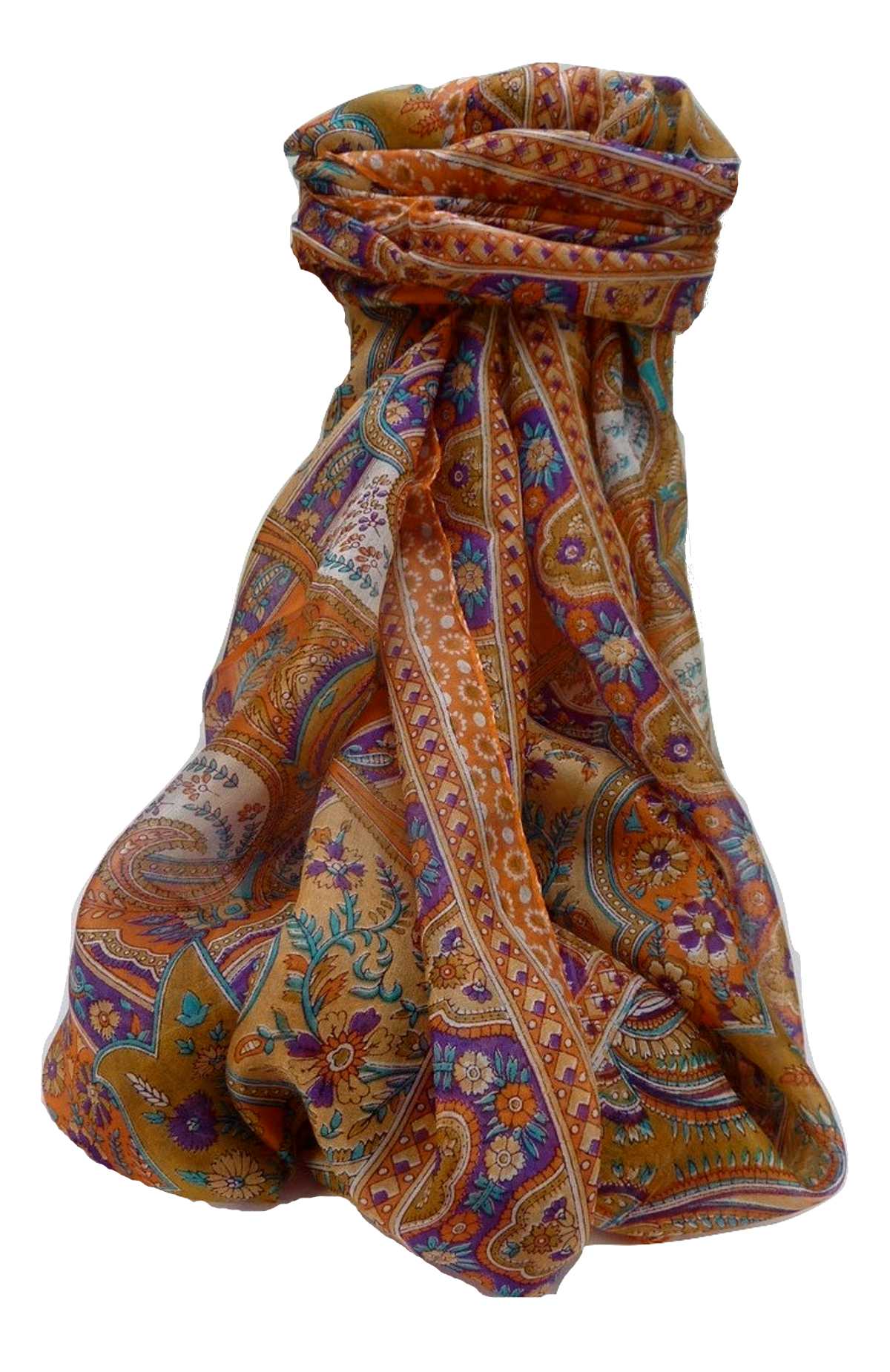 Foulard Traditional Soie de Mûrier Kalyan Tangerine 