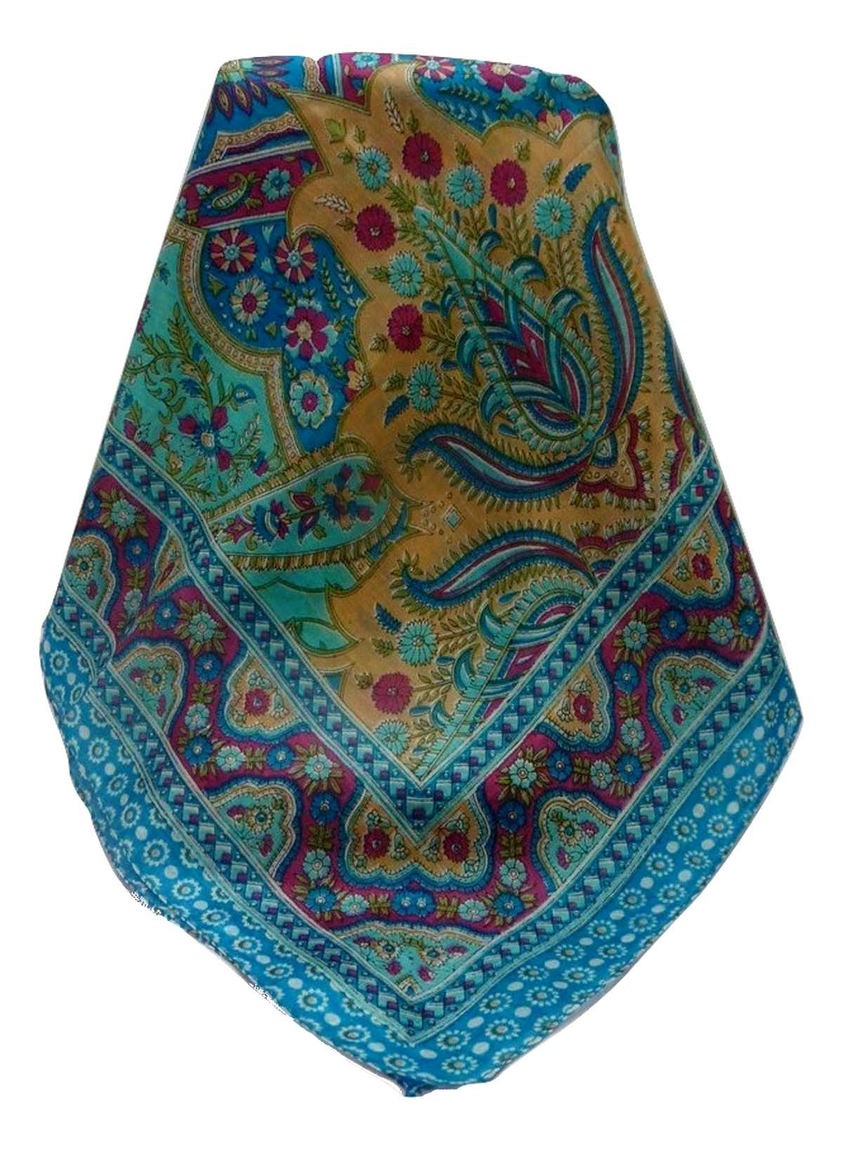 Foulard Traditional Soie de Mûrier  Kalyan Aqua 