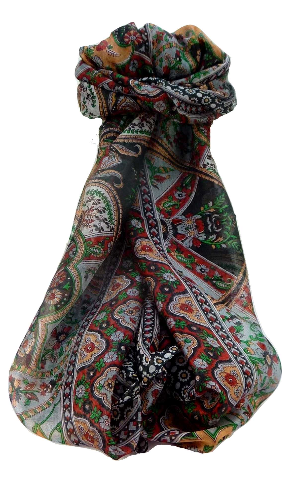 Foulard Traditional Soie de Mûrier Kalyan Black 