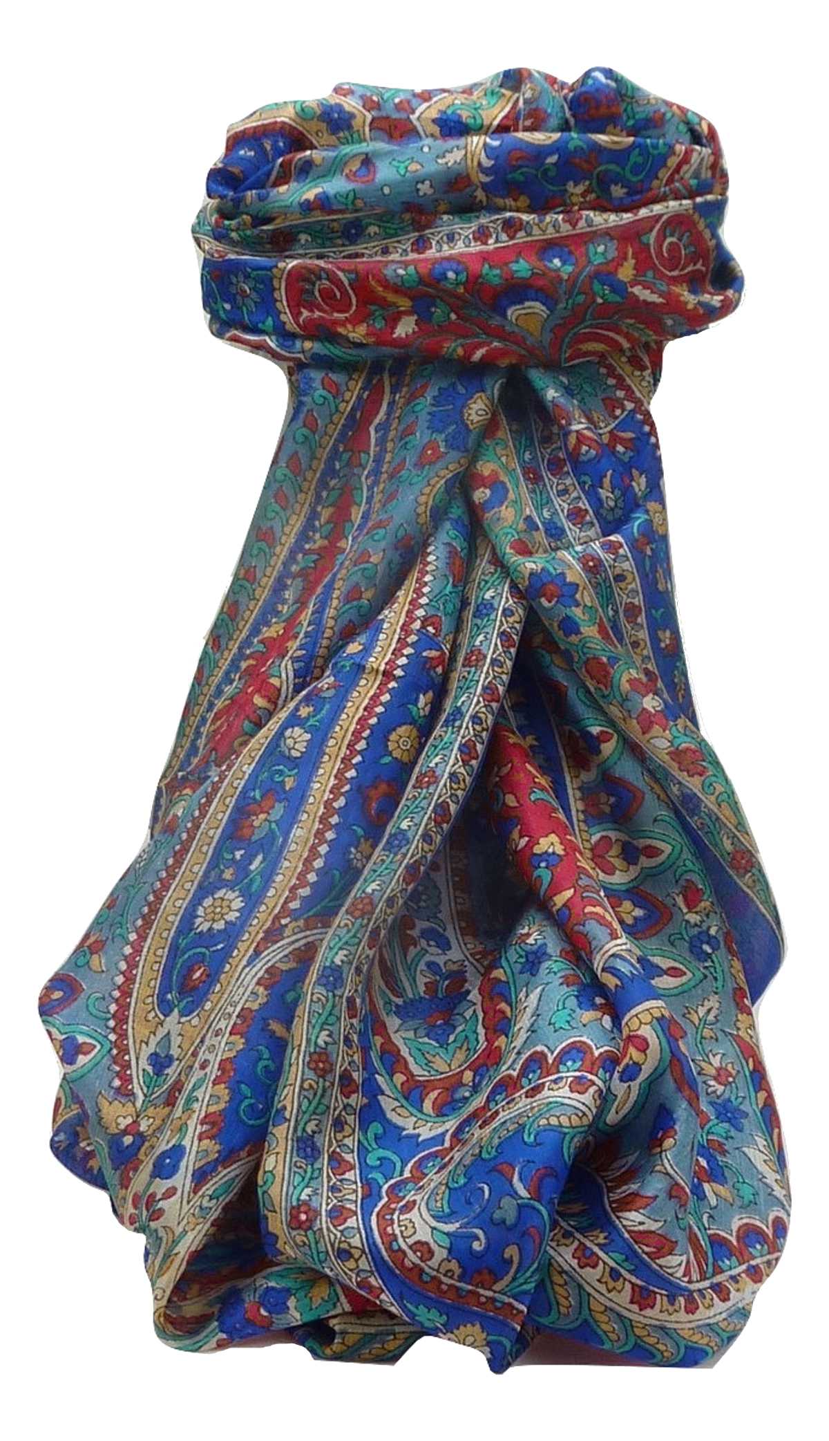 Tradizionale Sciarpa Longa di Seta Karita Blue di Pashmina & Silk