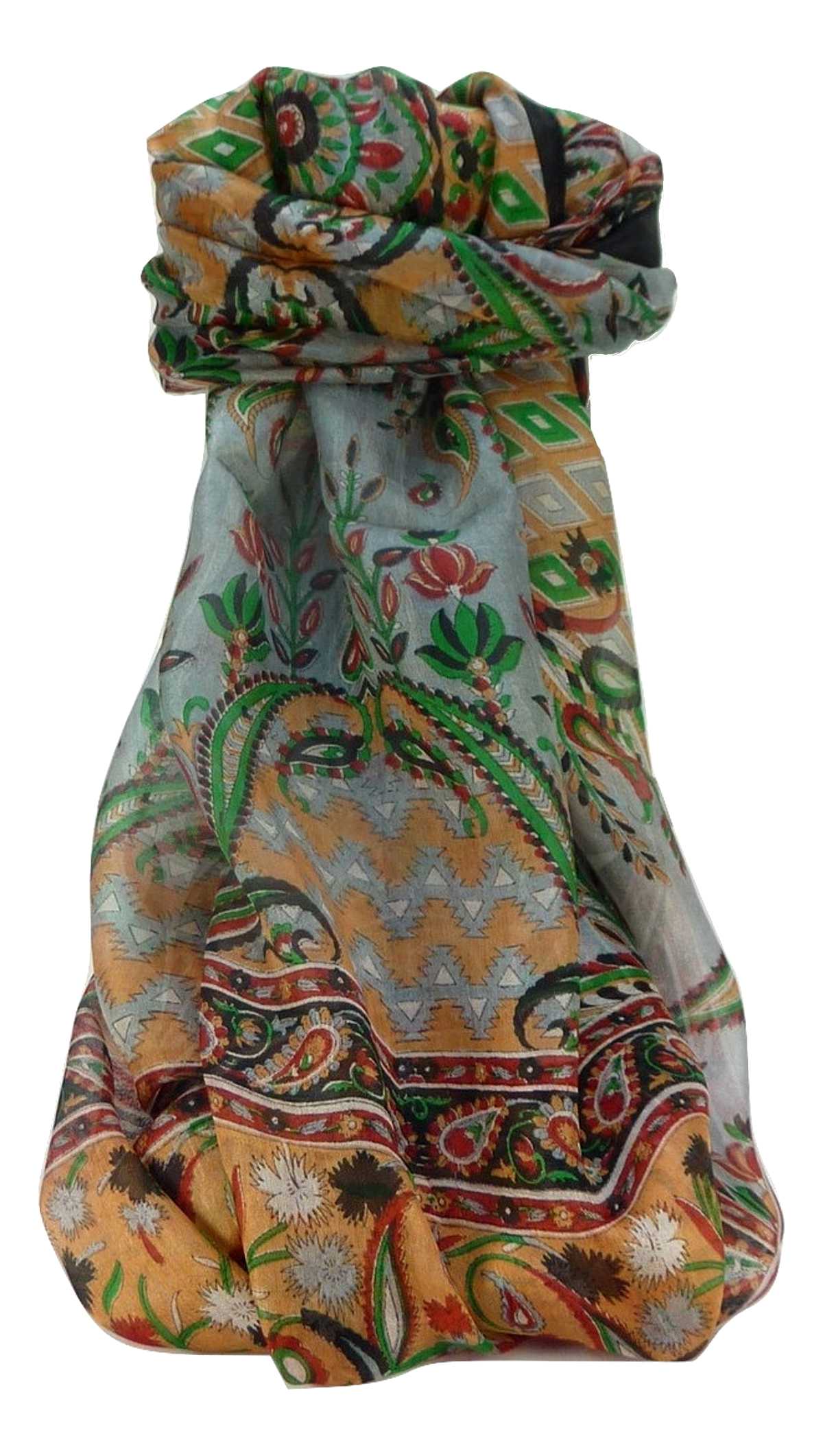 Tradizionale Sciarpa Longa di Seta Kazia Black di Pashmina & Silk