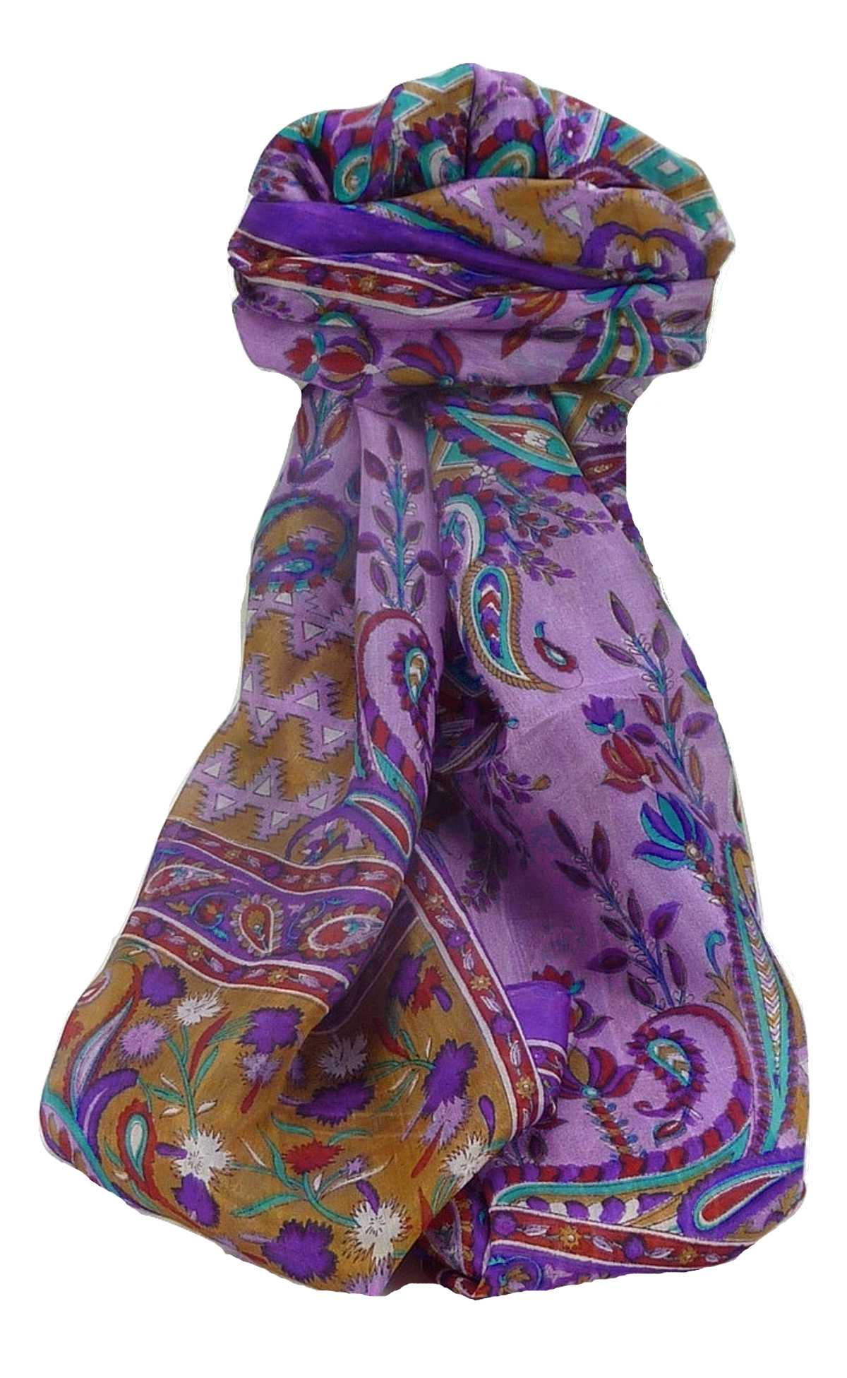 Tradizionale Sciarpa Longa di Seta Kazia Indigo di Pashmina & Silk