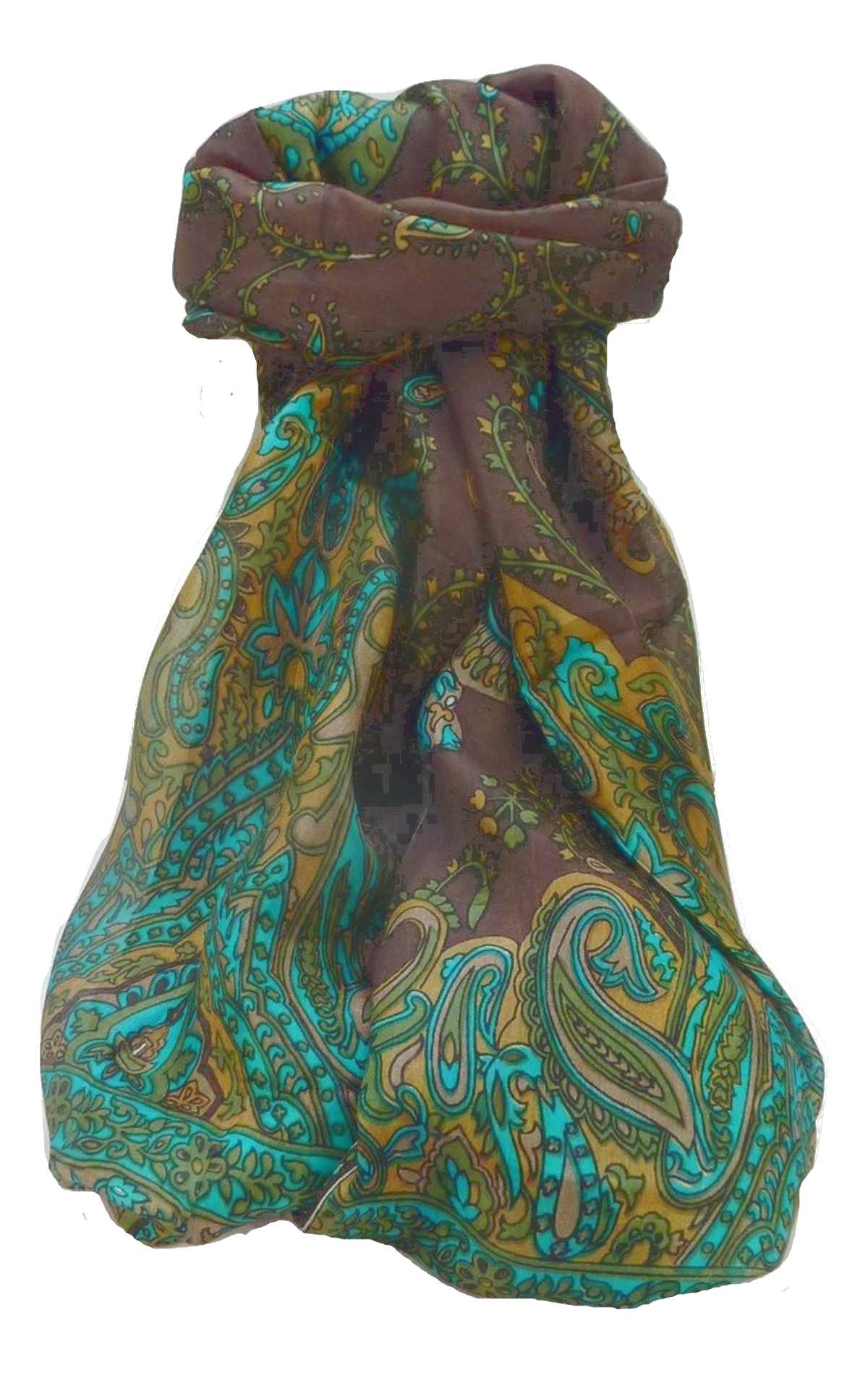 Mulberry Silk Traditional Long Scarf Komal Chocolate by Pashmina & Silk