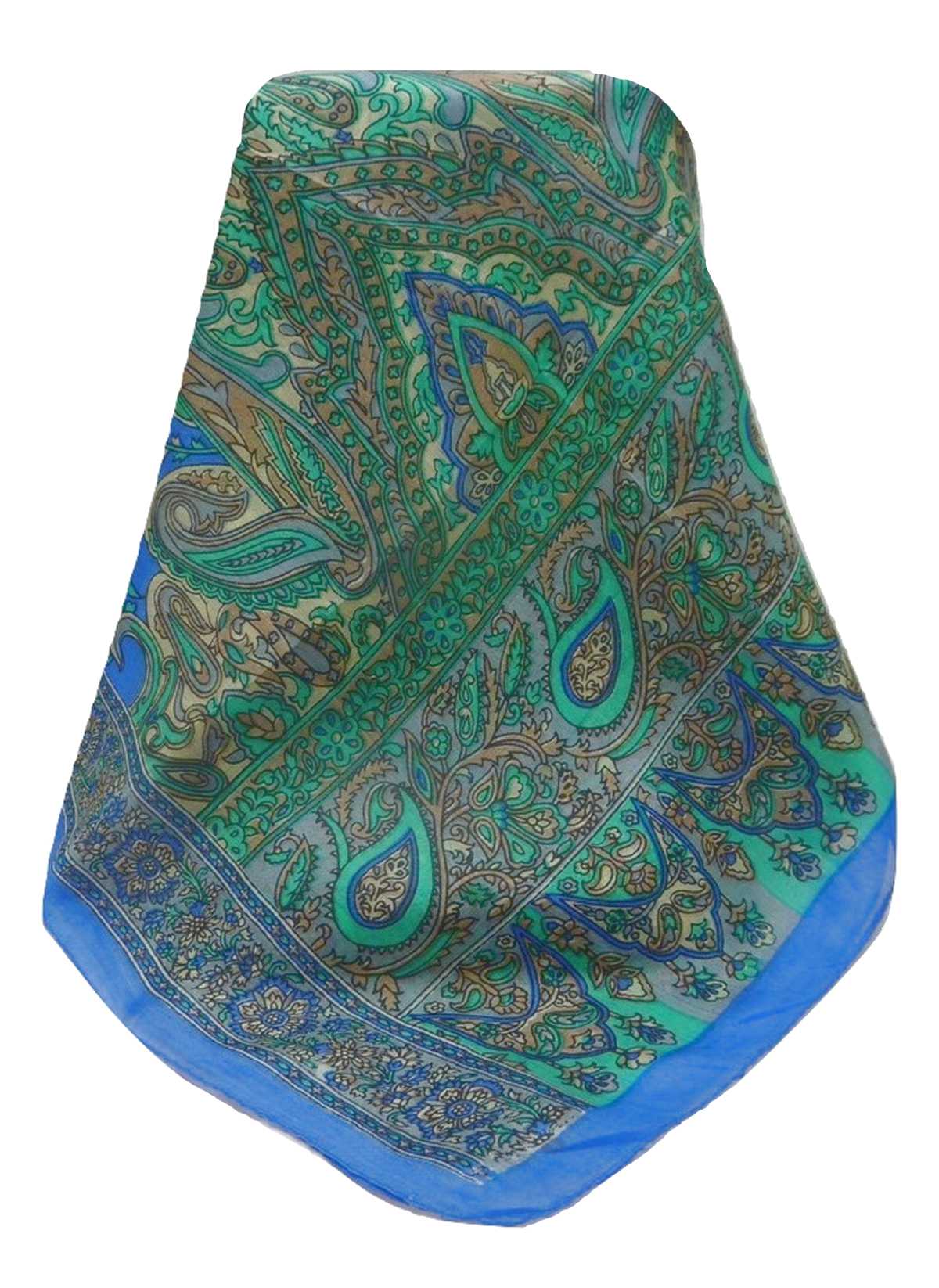 Mulberry Silk Traditional Long Scarf Komal Blue by Pashmina & Silk