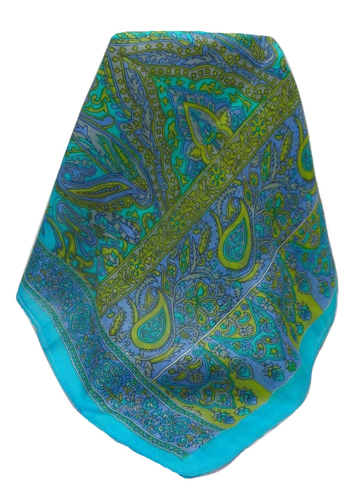 Mulberry Silk Traditional Long Scarf Komal Aqua by Pashmina & Silk
