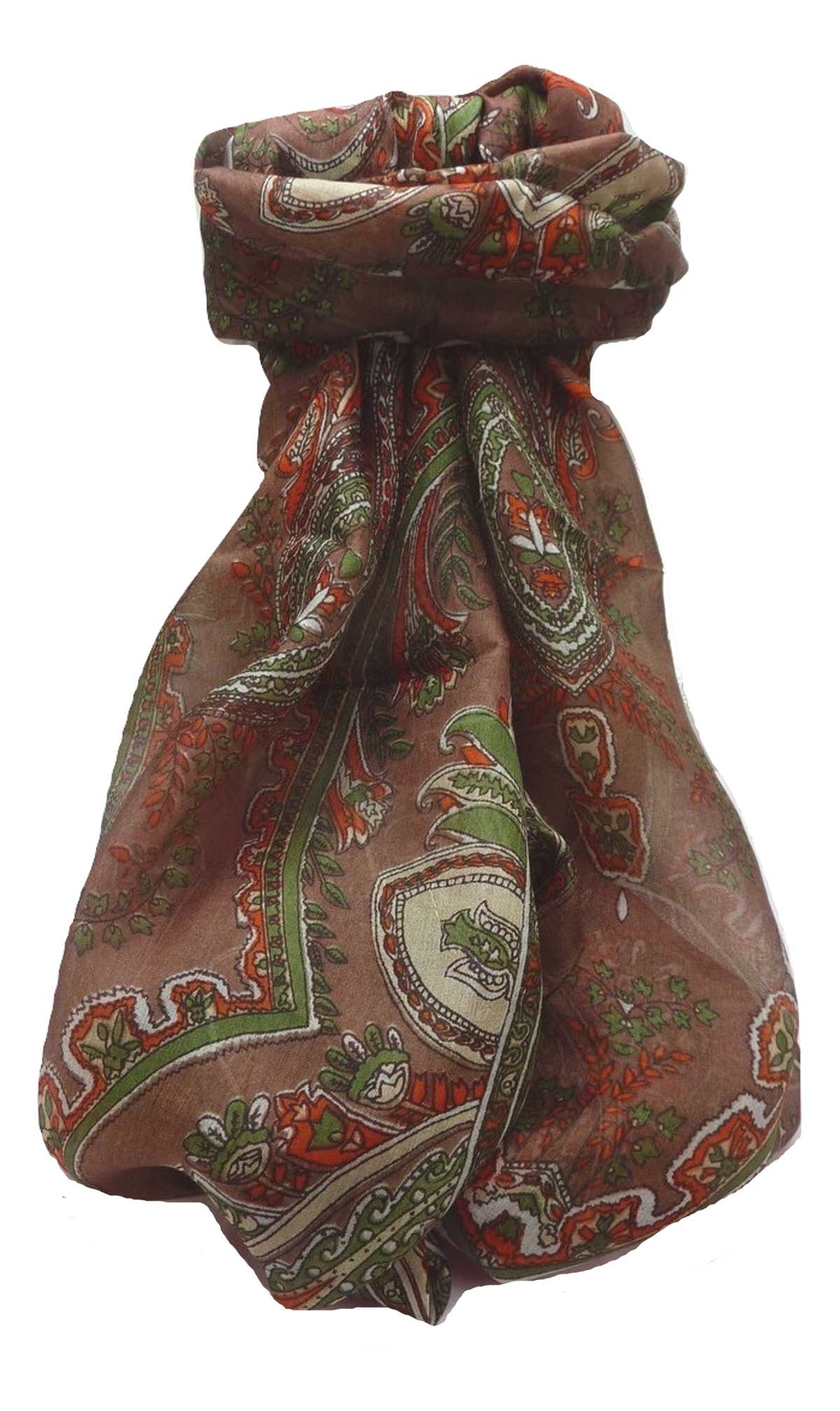 Mulberry Silk Traditional Long Scarf Nuzil Chocolate by Pashmina & Silk