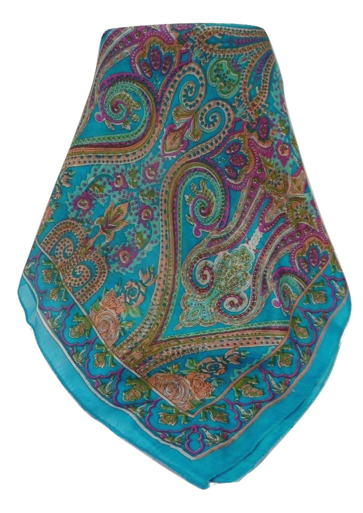 Mulberry Silk Traditional Long Scarf Monali Aqua by Pashmina & Silk