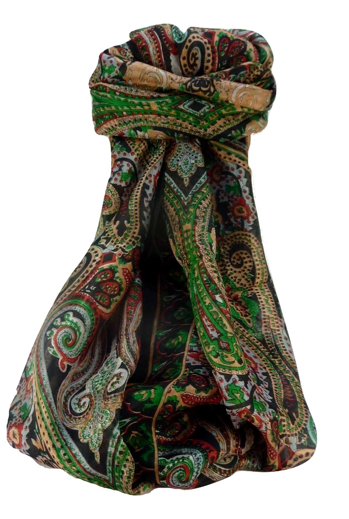 Mulberry Silk Traditional Long Scarf Monali Black by Pashmina & Silk