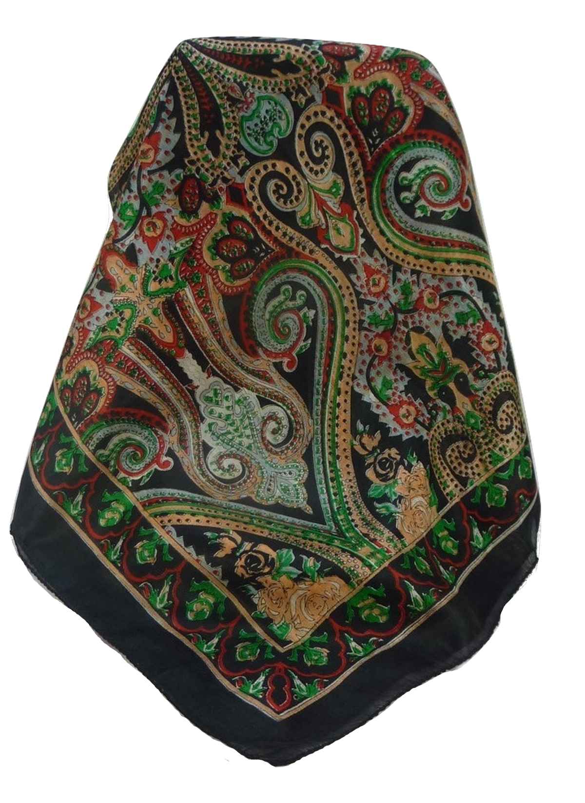 Mulberry Silk Traditional Long Scarf Monali Black by Pashmina & Silk