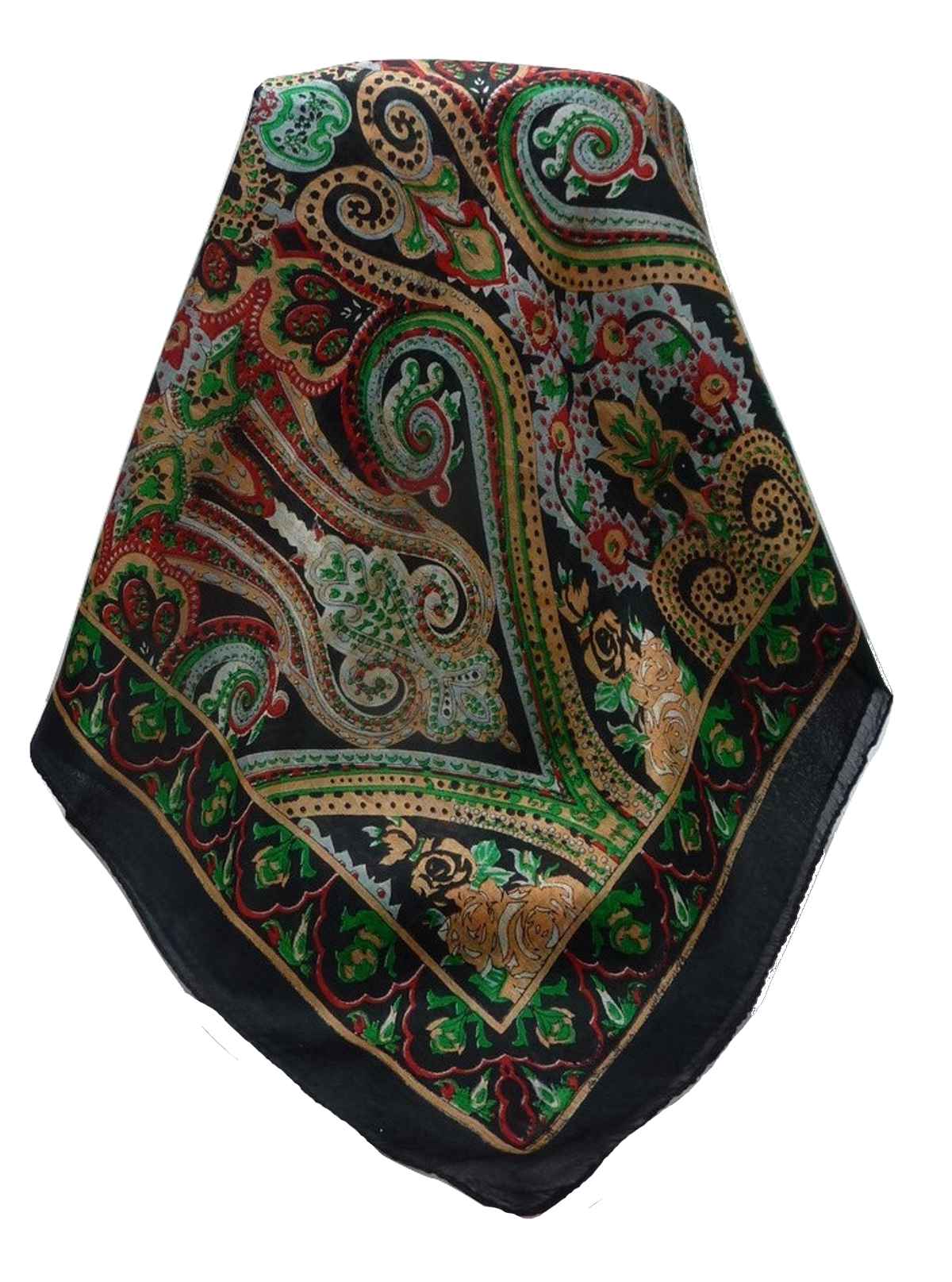 Mulberry Silk Traditional Long Scarf Palekar Black by Pashmina & Silk