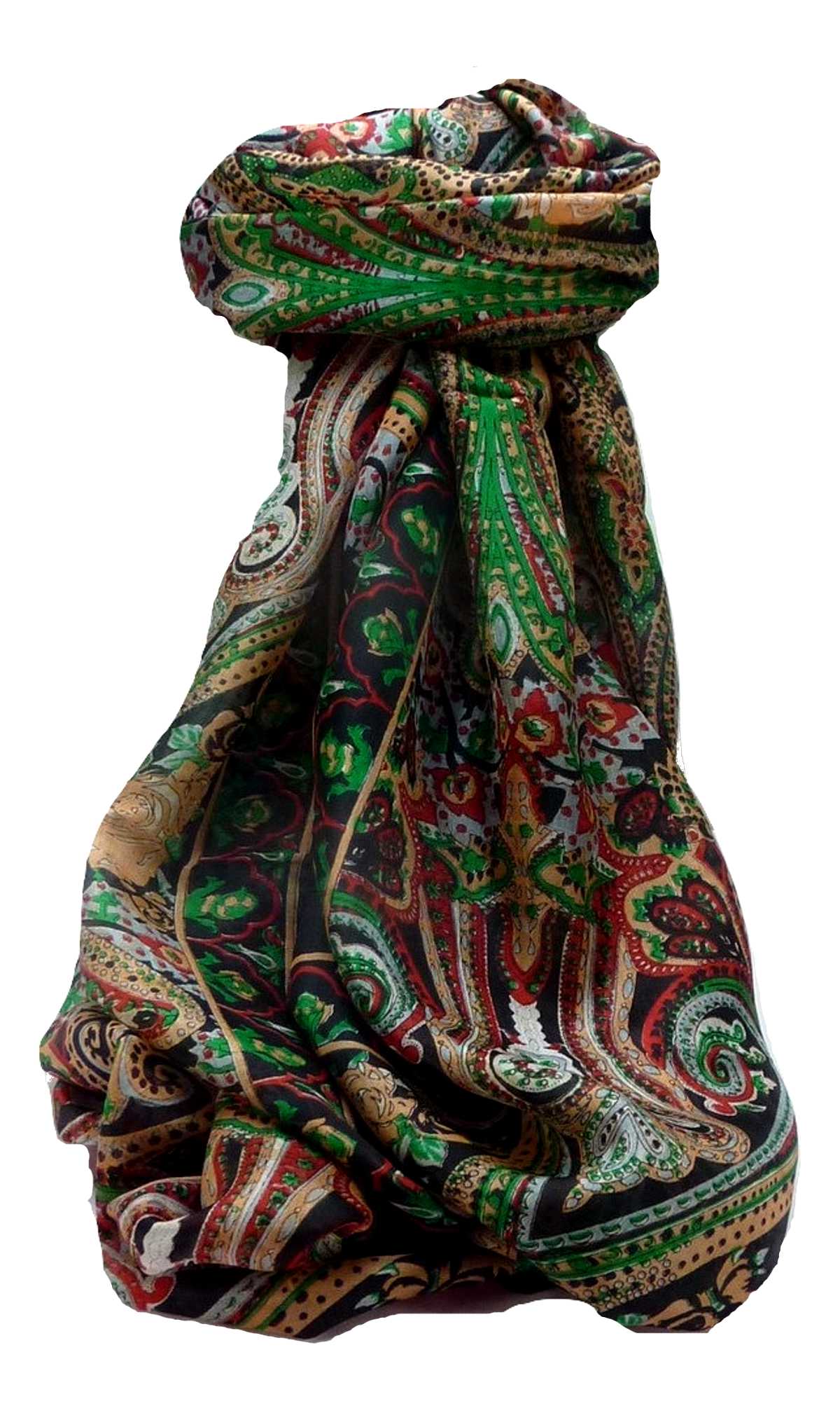 Mulberry Silk Traditional Long Scarf Palekar Black by Pashmina & Silk