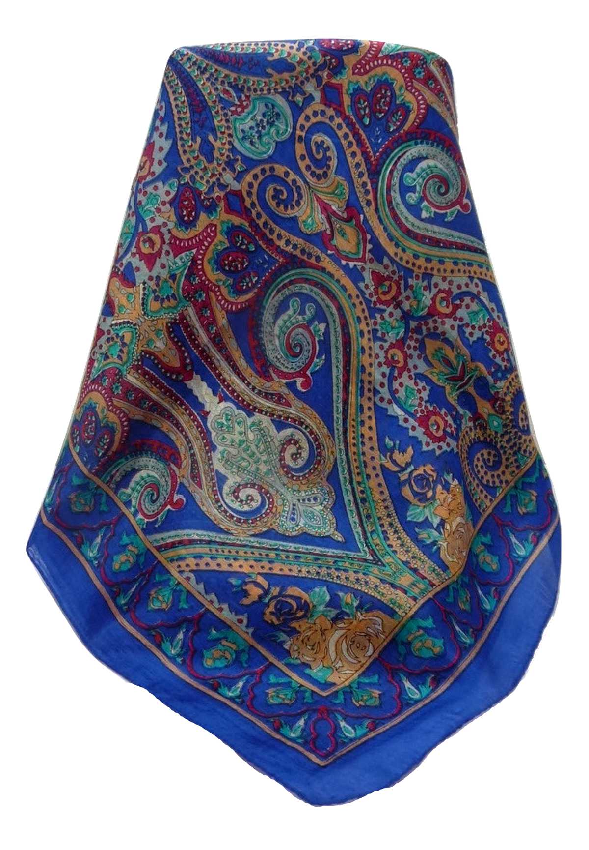 Mulberry Silk Traditional Long Scarf Palekar Blue by Pashmina & Silk