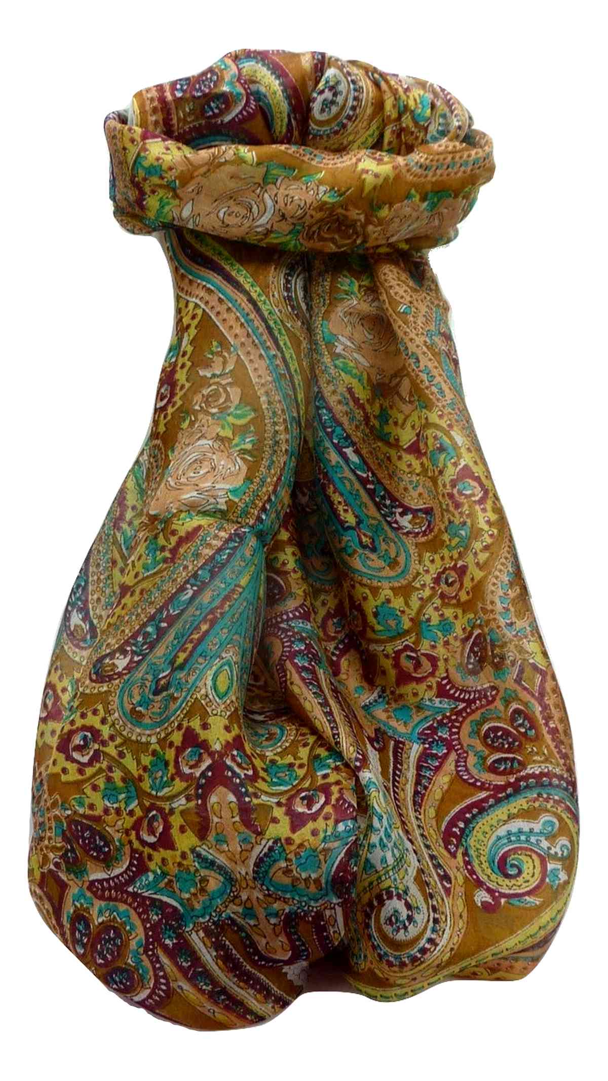 Mulberry Silk Traditional Long Scarf Palekar Chestnut by Pashmina & Silk