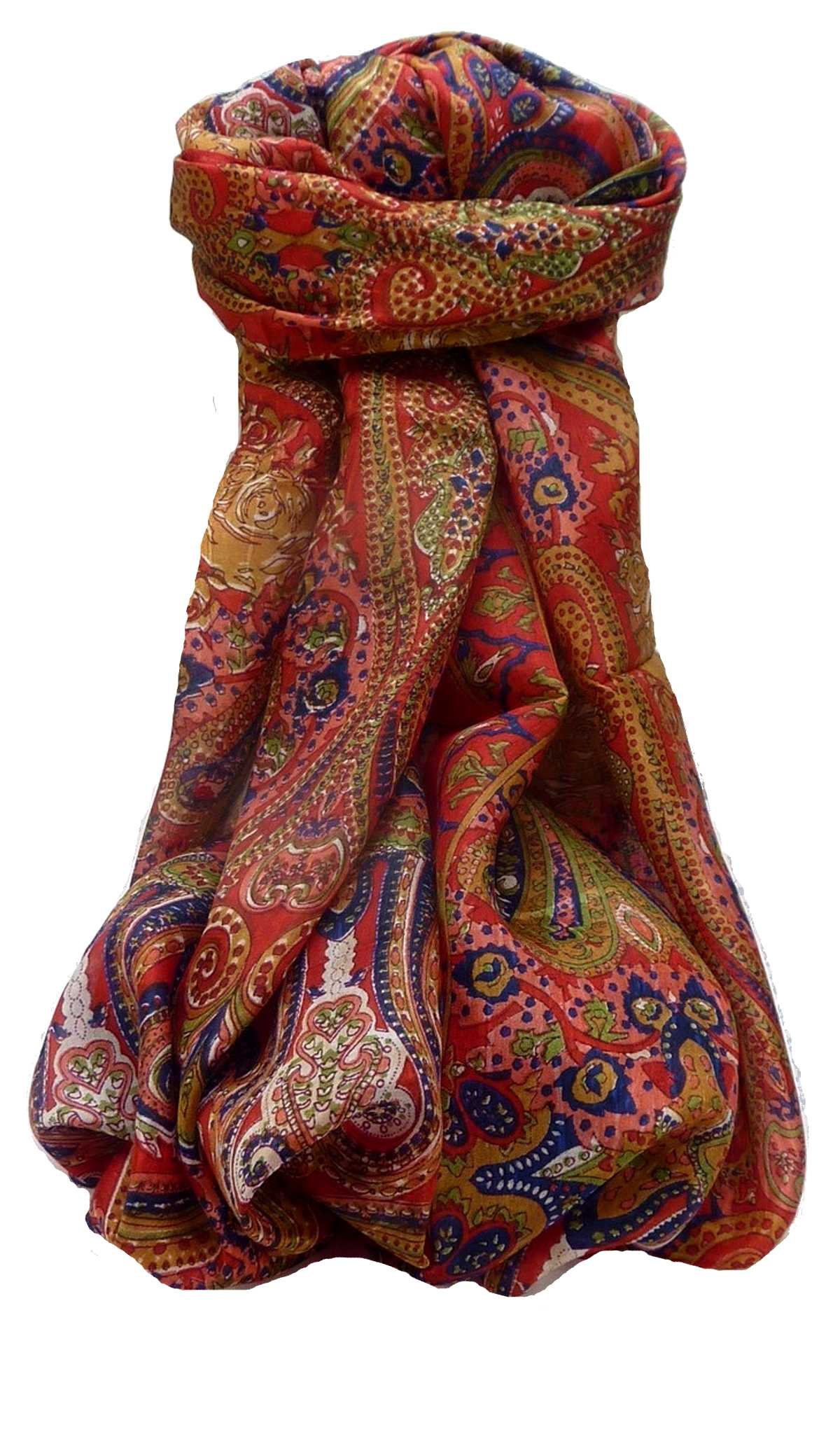Mulberry Silk Traditional Long Scarf Palekar Scarlet by Pashmina & Silk