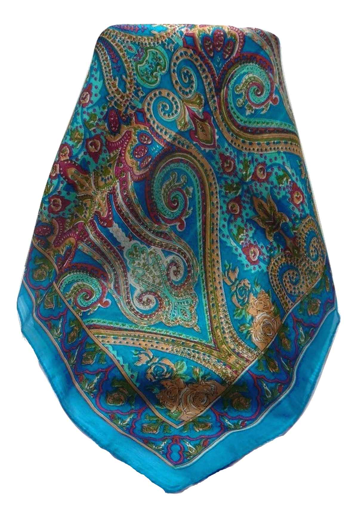 Mulberry Silk Traditional Long Scarf Palekar Aqua by Pashmina & Silk