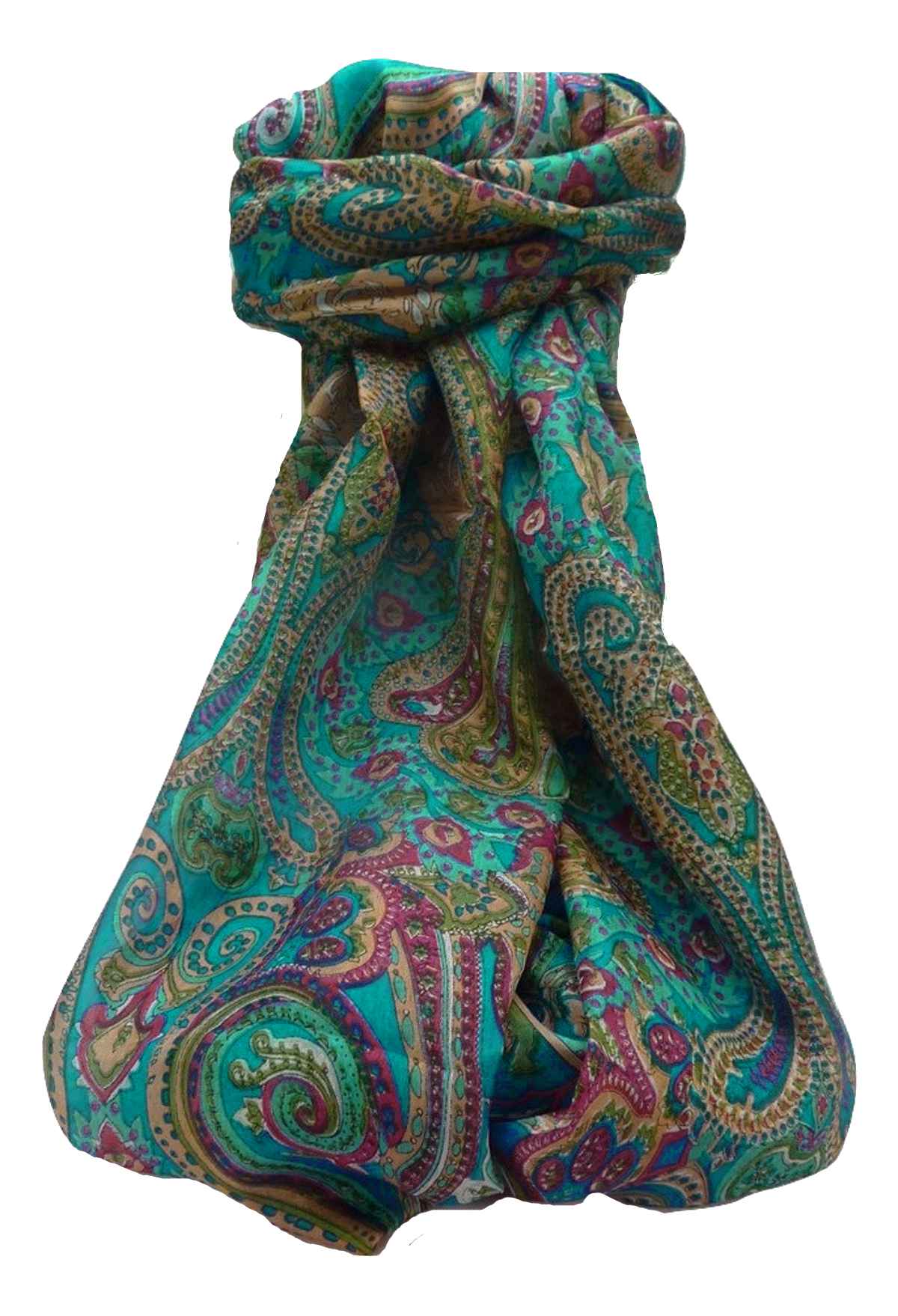 Mulberry Silk Traditional Long Scarf Palekar Aqua by Pashmina & Silk