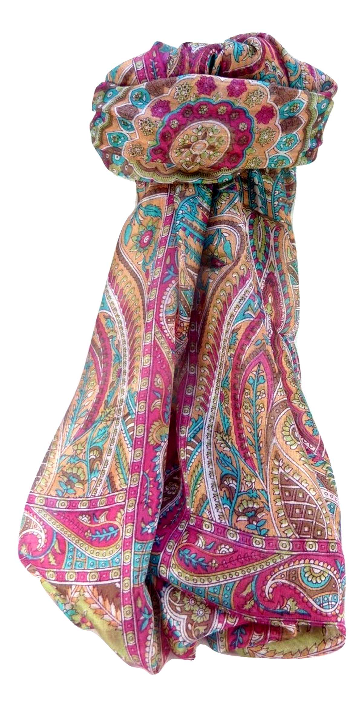 Tradizionale Sciarpa Longa di Seta Prakash Pink di Pashmina & Silk