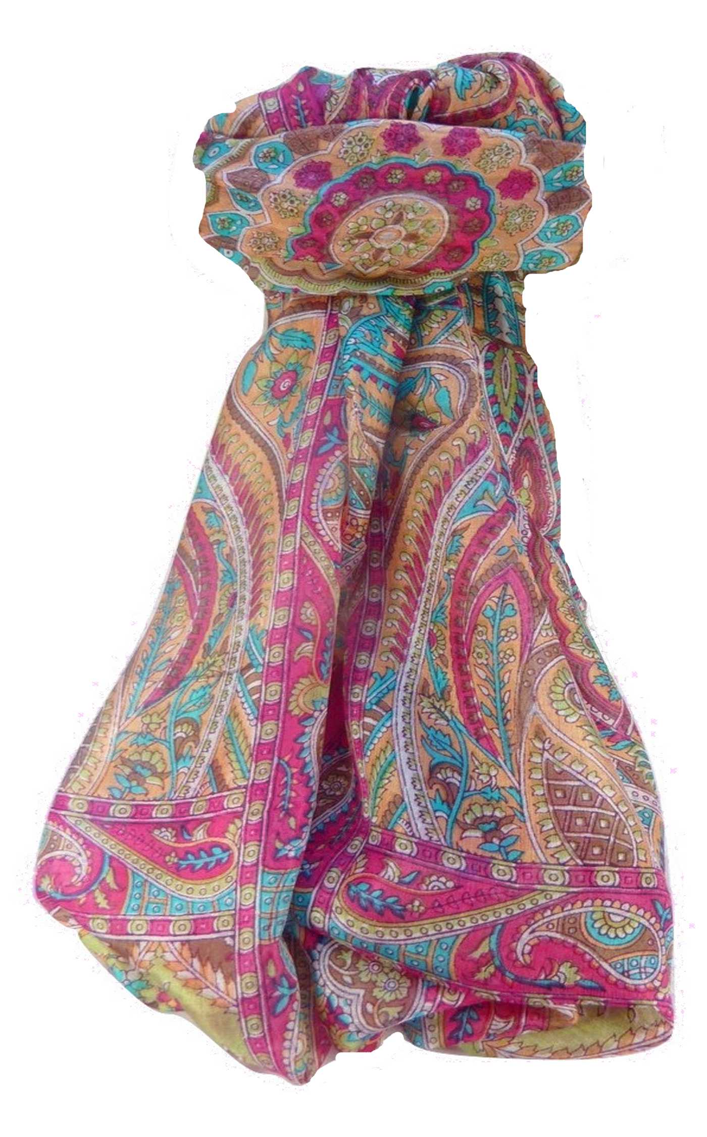Tradizionale Sciarpa Longa di Seta Ramash Pink di Pashmina & Silk