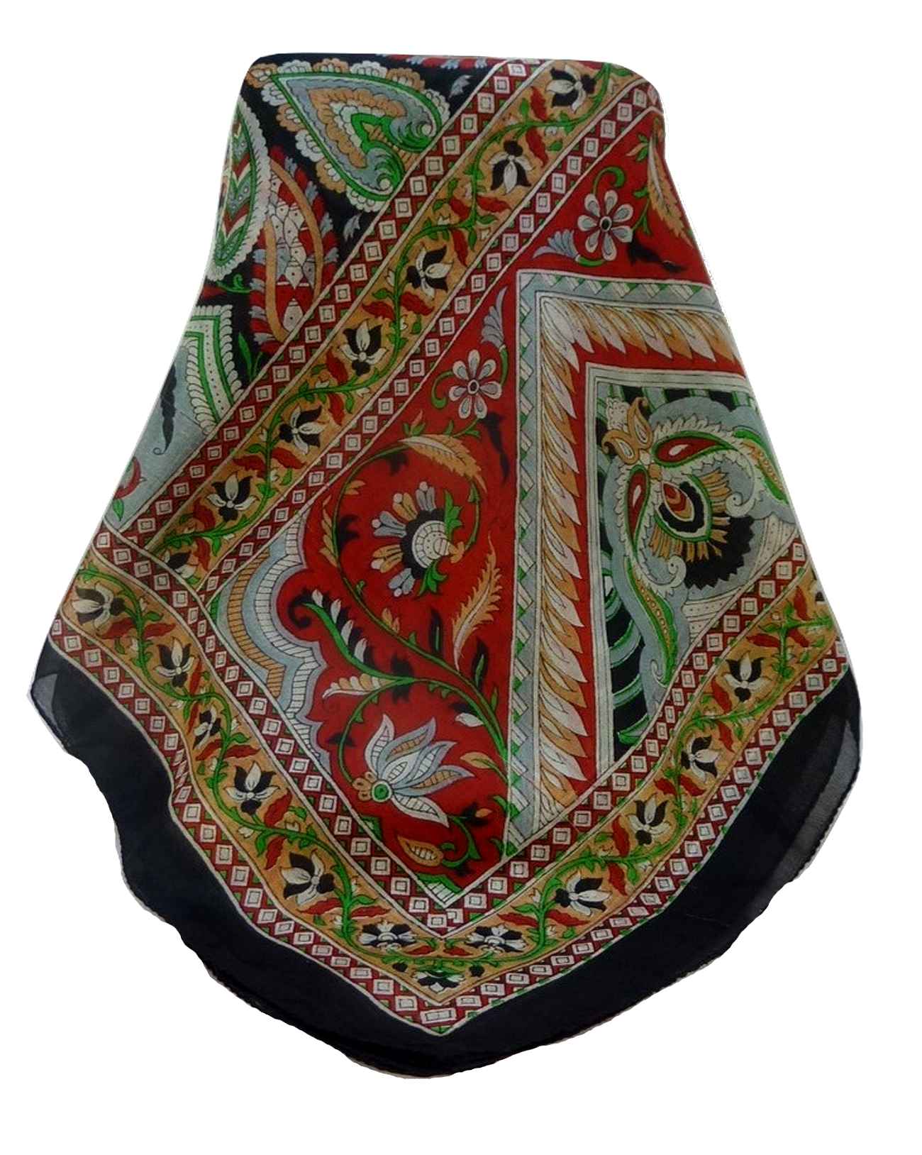 Tradizionale Sciarpa Longa di Seta Sakhar Black di Pashmina & Silk