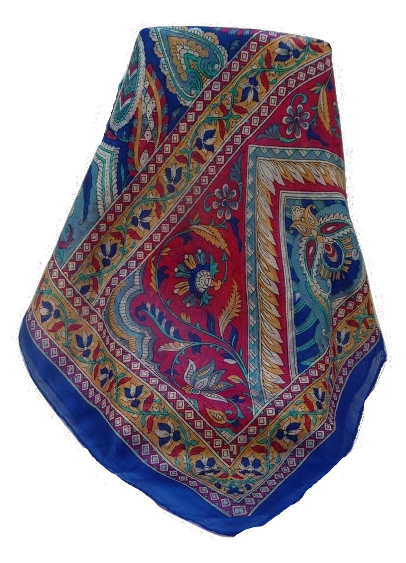 Tradizionale Sciarpa Longa di Seta Sakhar Blue di Pashmina & Silk