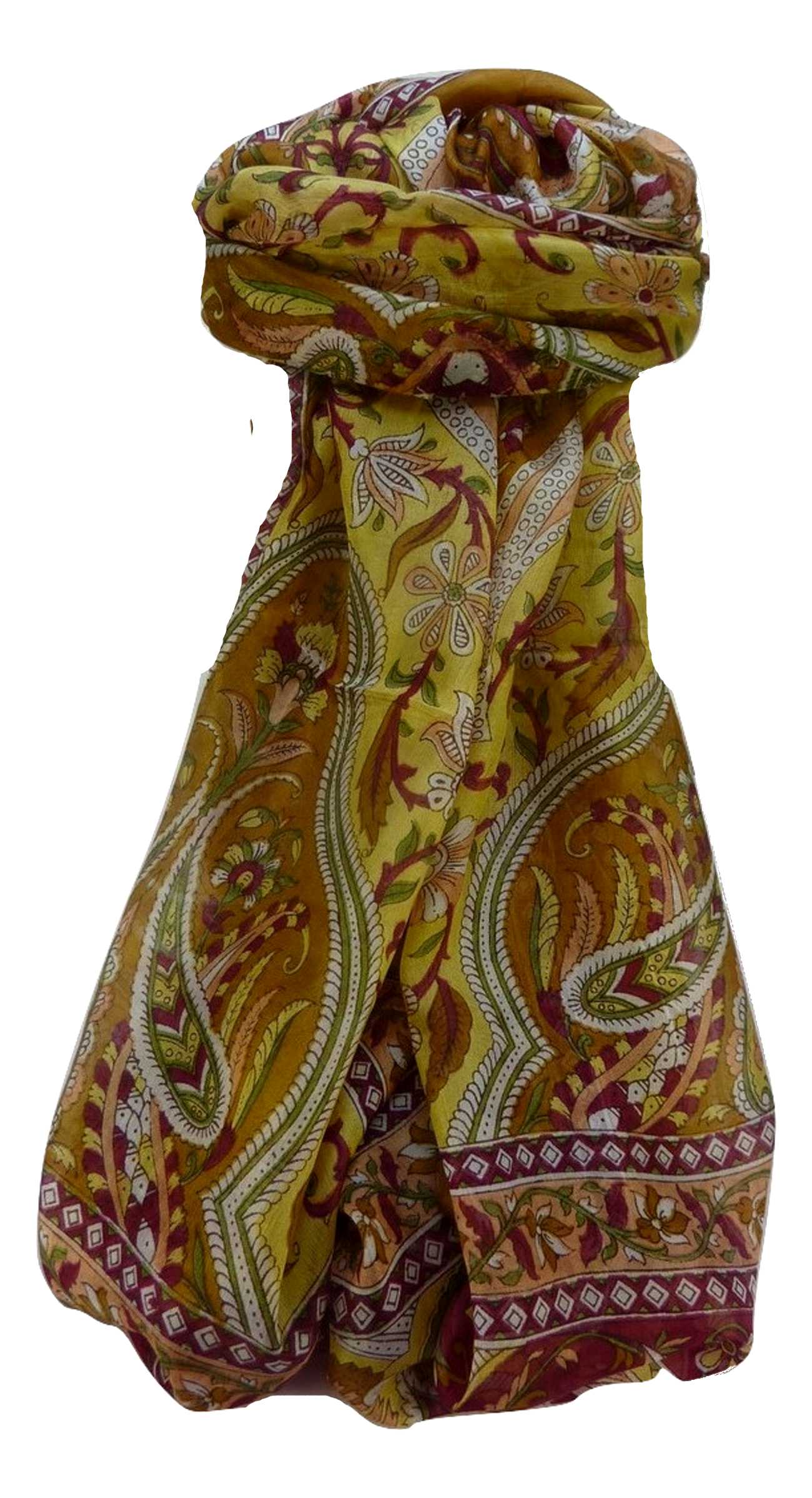 Tradizionale Sciarpa Longa di Seta Sakhar Chestnut di Pashmina & Silk