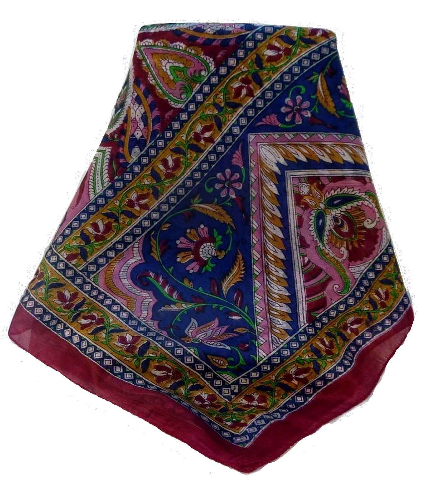 Tradizionale Sciarpa Longa di Seta Sakhar Wine di Pashmina & Silk