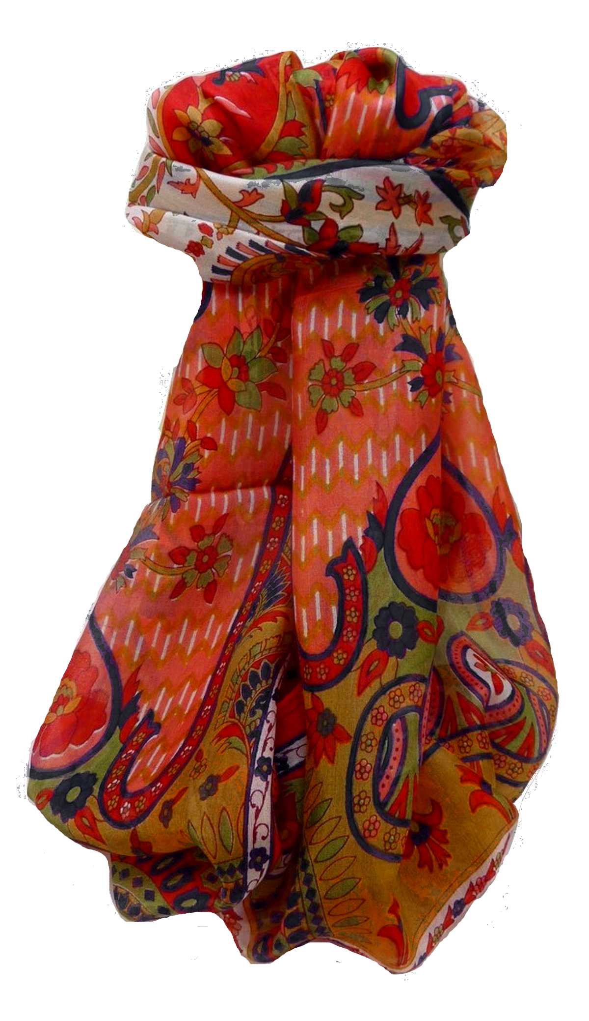 Mulberry Silk Traditional Long Scarf Shalmali Scarlet by Pashmina & Silk