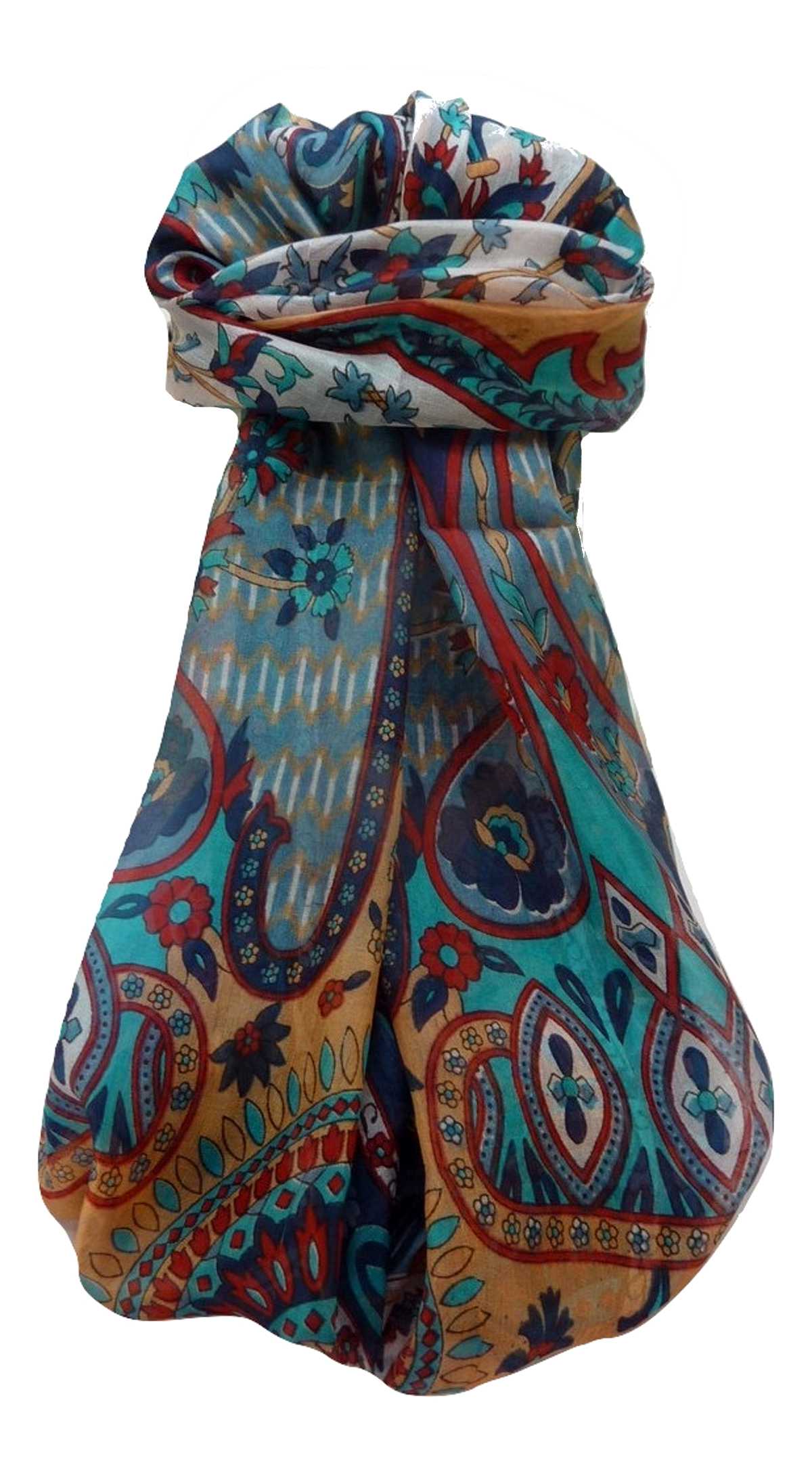 Mulberry Silk Traditional Long Scarf Shalmali Navy by Pashmina & Silk