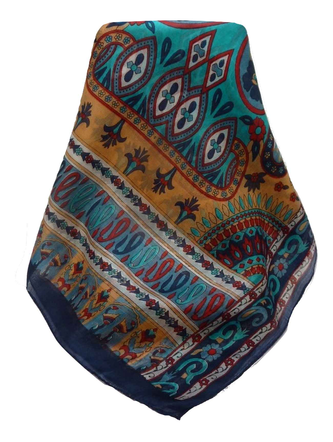 Mulberry Silk Traditional Long Scarf Shalmali Navy by Pashmina & Silk