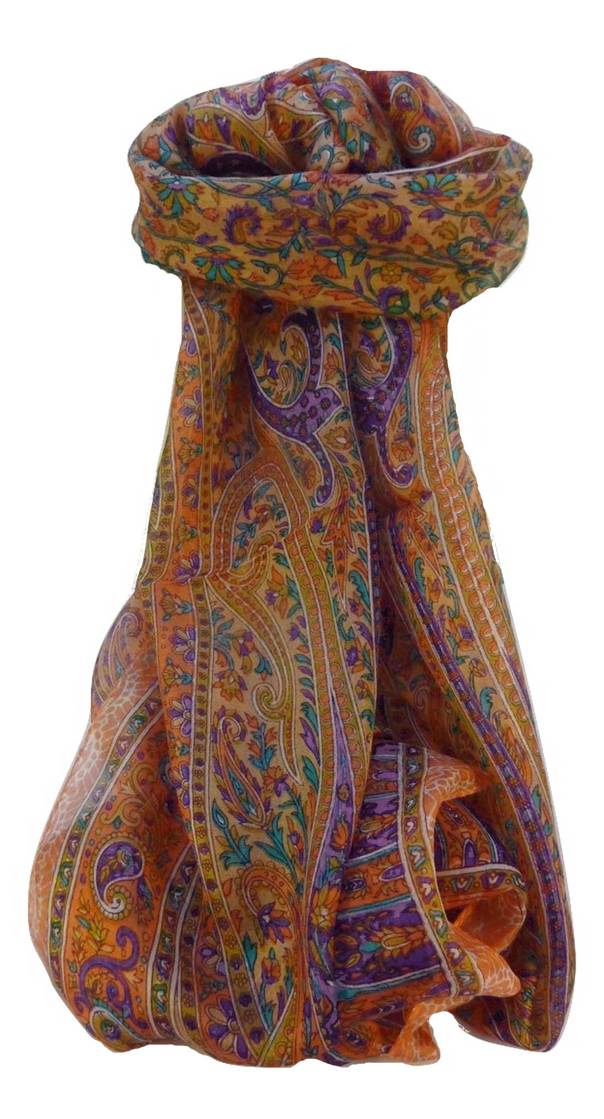 Tradizionale Sciarpa Longa di Seta Shreya Tangerine di Pashmina & Silk