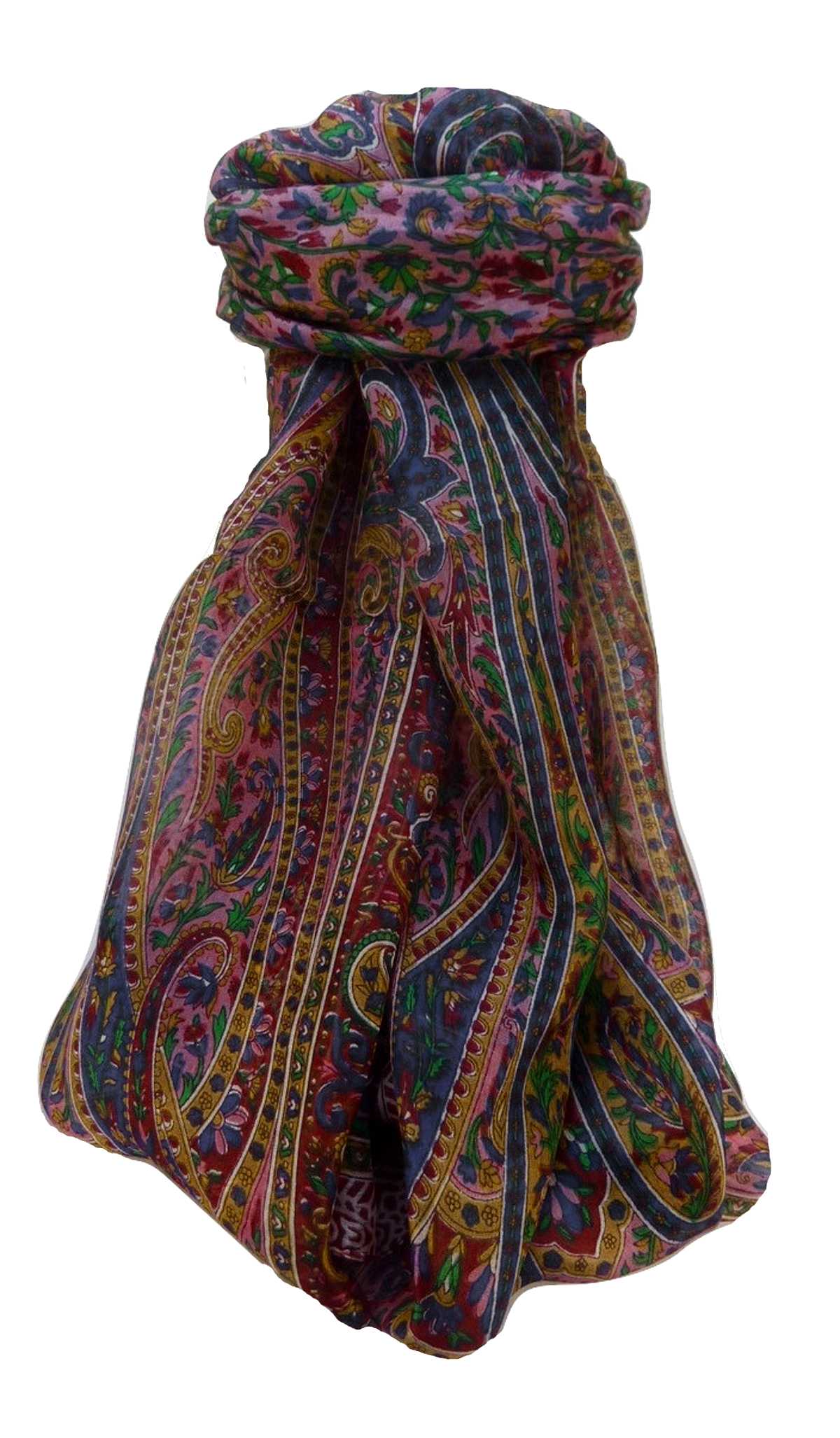 Tradizionale Sciarpa Longa di Seta Shreya Wine di Pashmina & Silk
