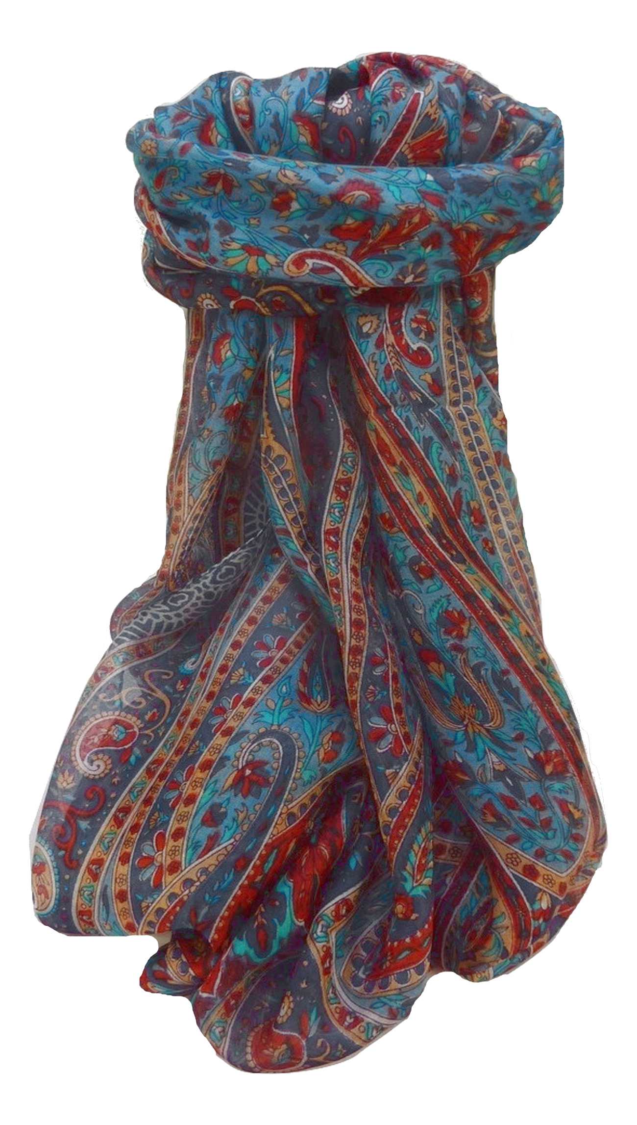 Tradizionale Sciarpa Longa di Seta Shreya Navy di Pashmina & Silk