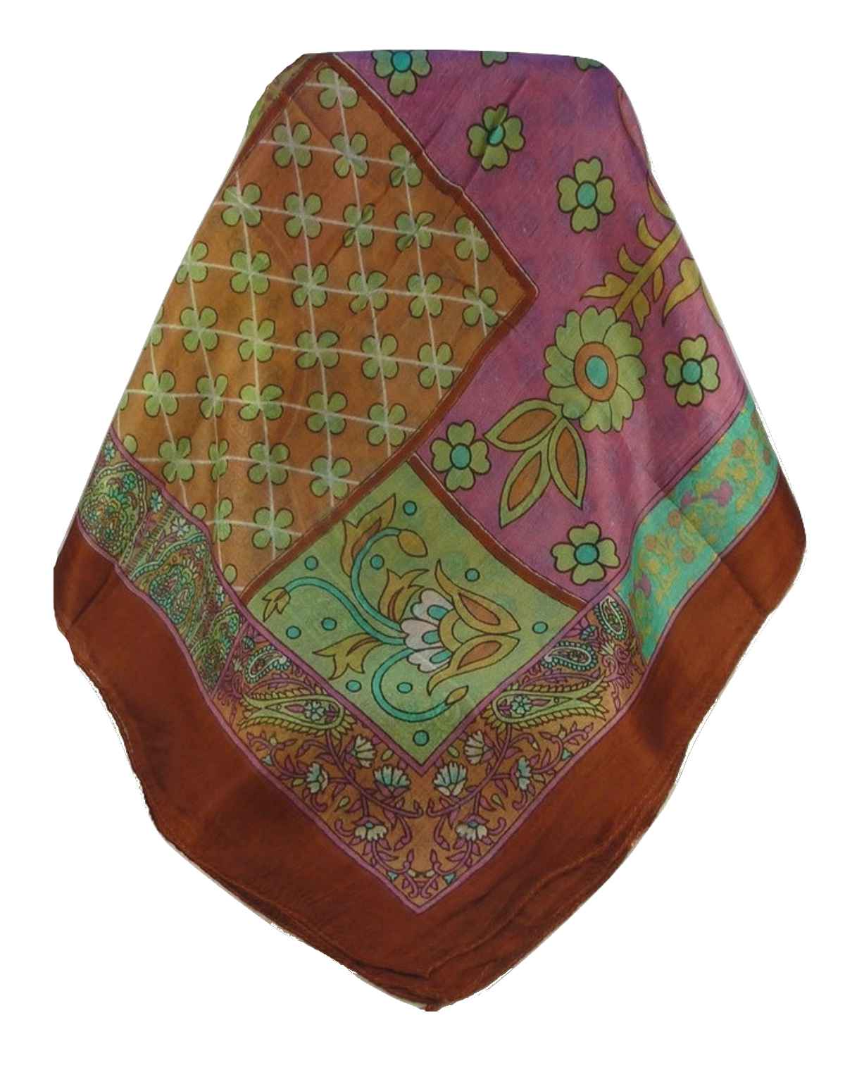 Tradizionale Sciarpa Quadrata di Seta Qia Terracotta di Pashmina & Silk