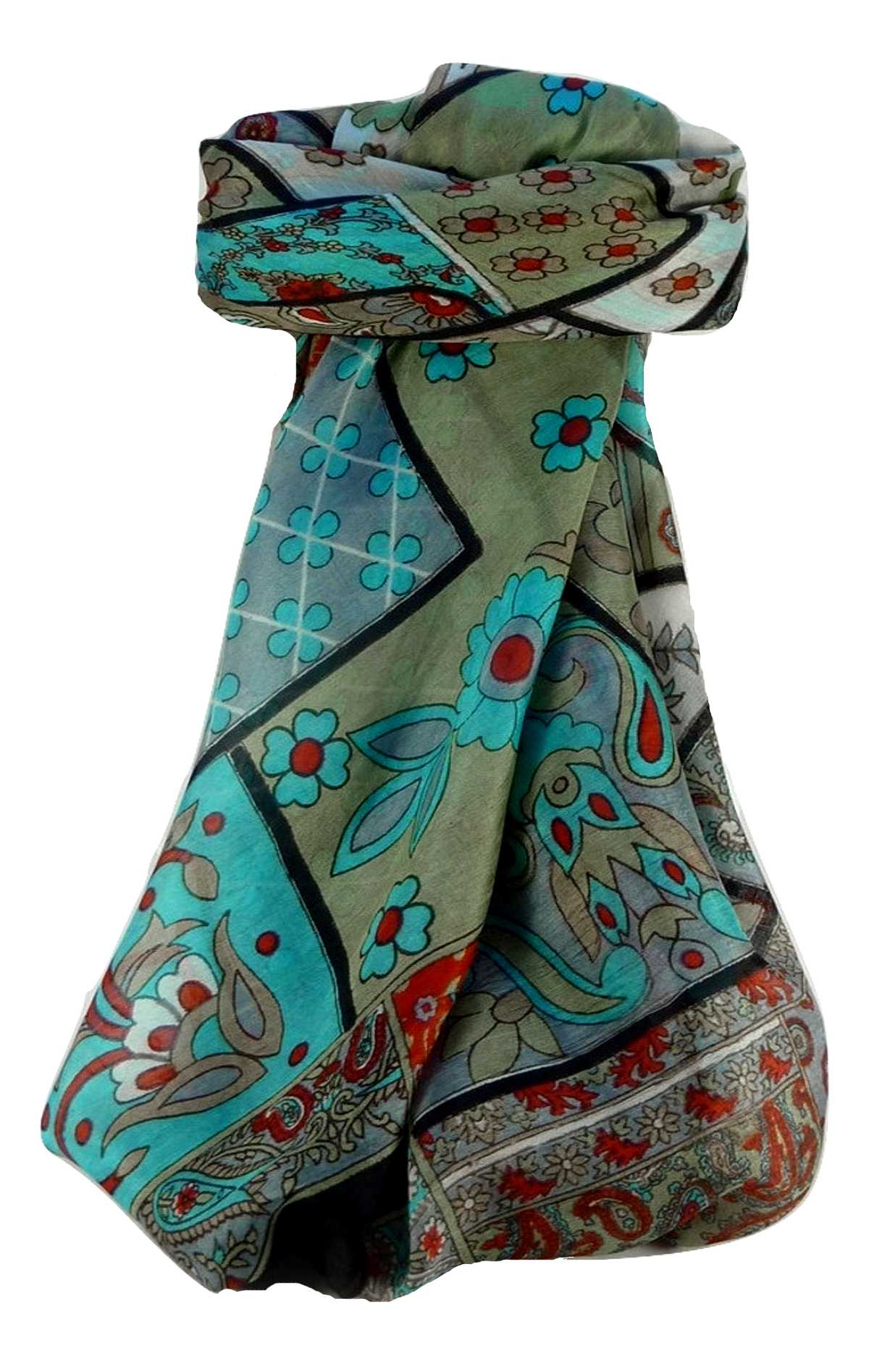 Tradizionale Sciarpa Quadrata di Seta Qia Black di Pashmina & Silk