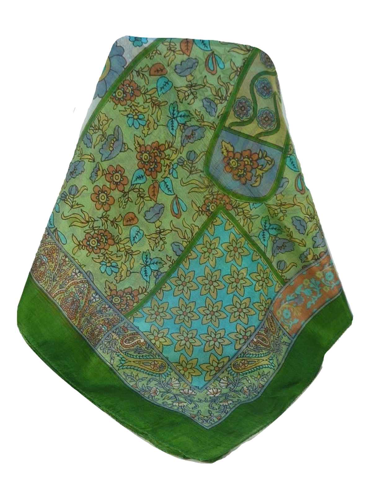 Tradizionale Sciarpa Quadrata di Seta Qia Sage di Pashmina & Silk