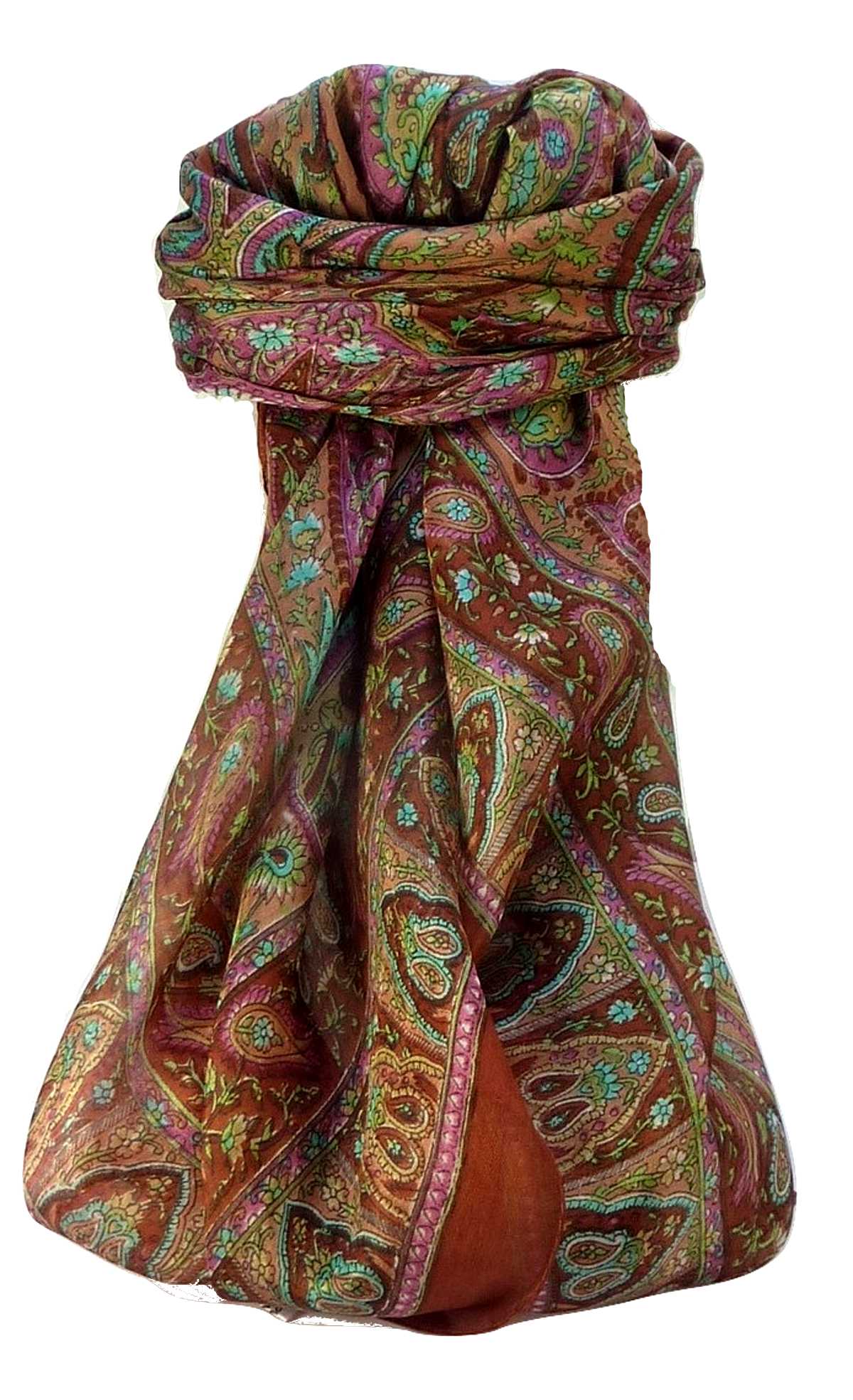 Tradizionale Sciarpa Quadrata di Seta Zoi Terracotta di Pashmina & Silk