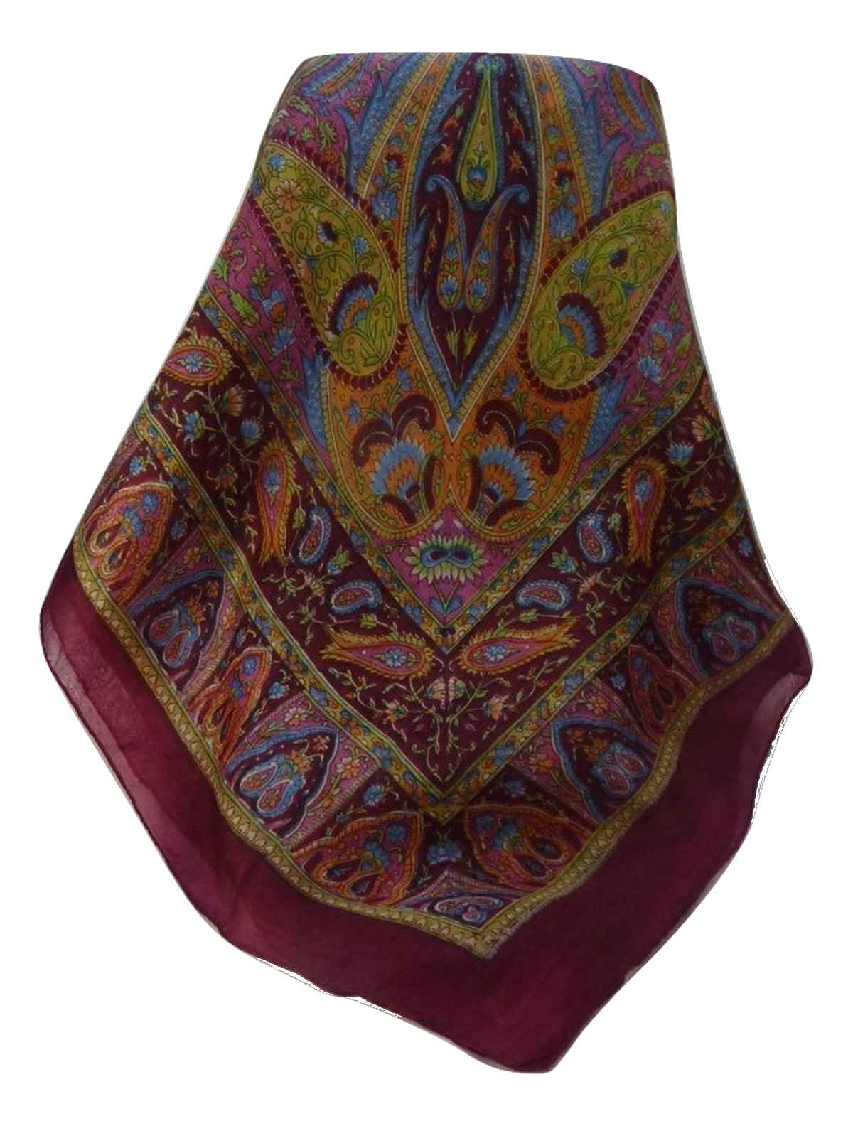 Tradizionale Sciarpa Quadrata di Seta Zoi Wine di Pashmina & Silk