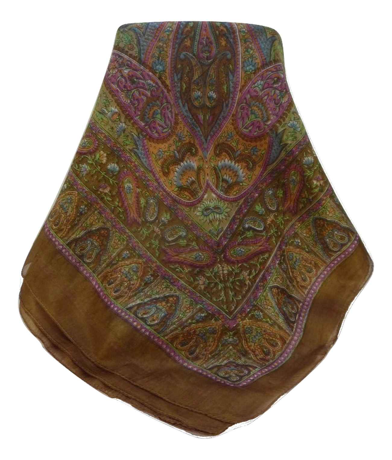 Tradizionale Sciarpa Quadrata di Seta Zoi Chestnut di Pashmina & Silk
