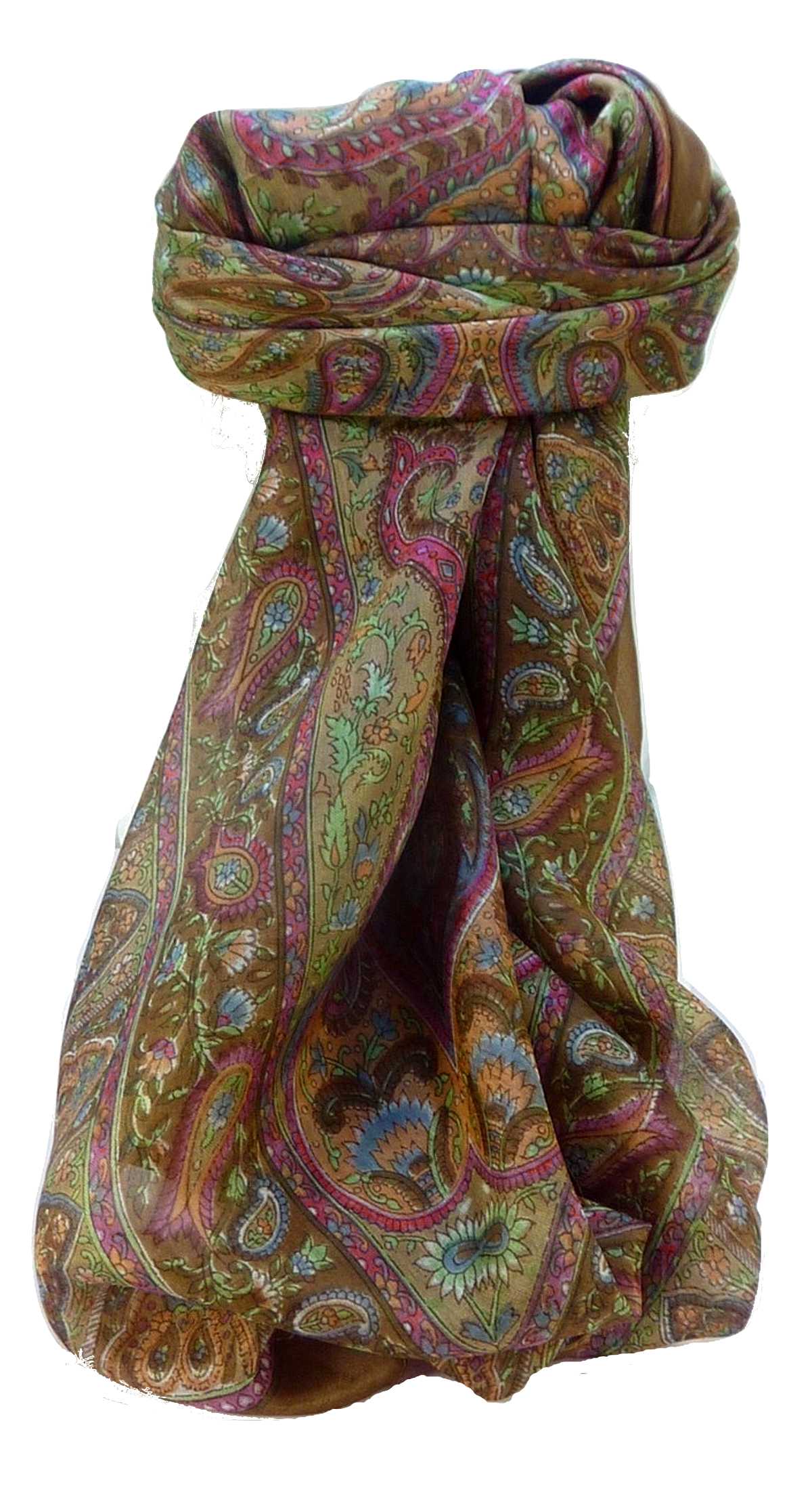 Tradizionale Sciarpa Quadrata di Seta Zoi Chestnut di Pashmina & Silk